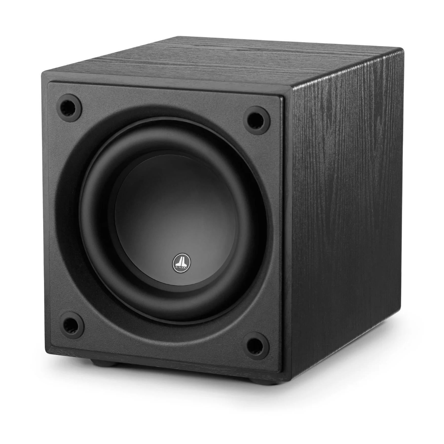 JL Audio Dominion d108 ASH 8-Inch Powered Subwoofer - Black Ash | High-Performance Bass for Home Theater & Car Audio Systems