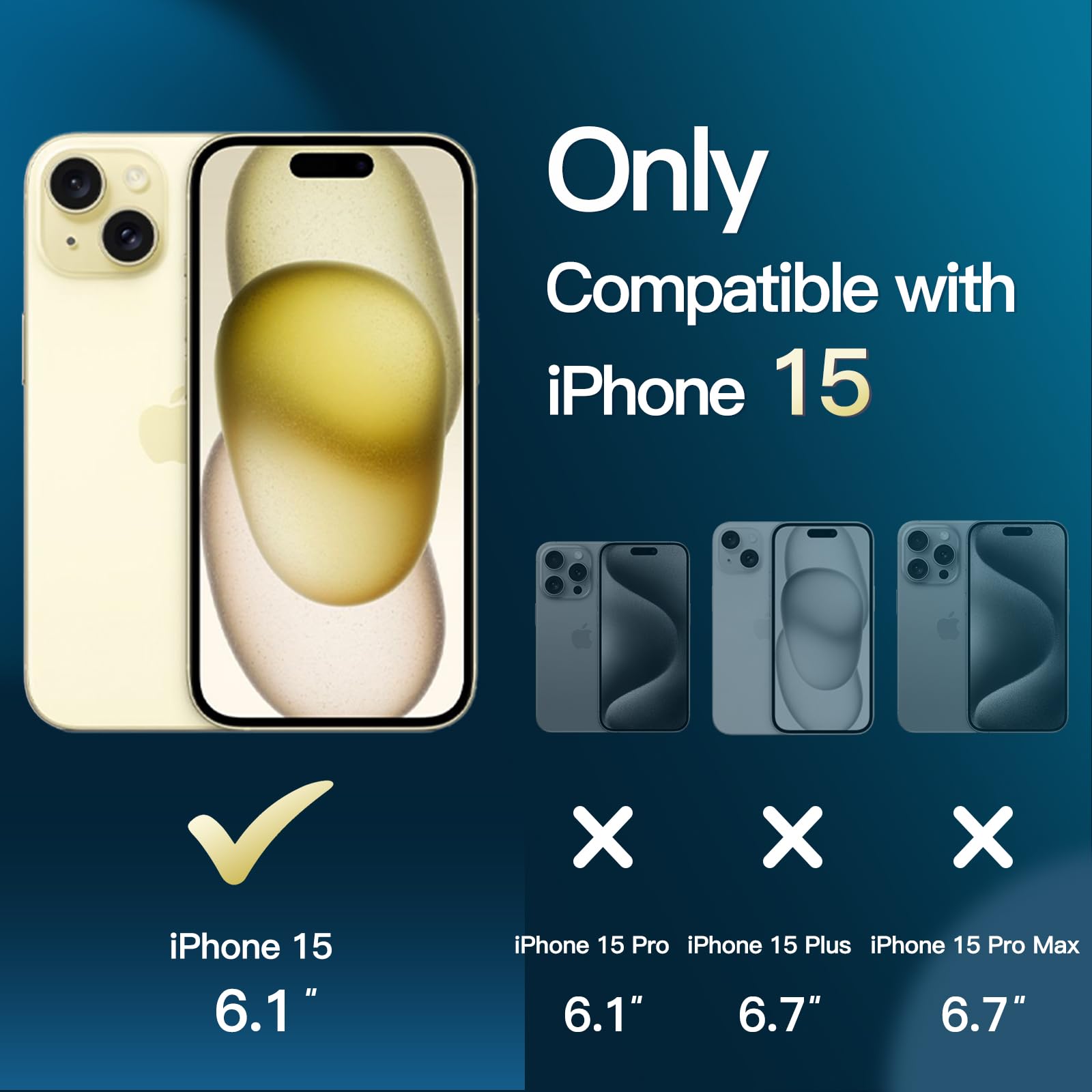 JETech 5-in-1 Matte Shockproof Case for iPhone 15 (6.1-Inch) with 2-Pack Tempered Glass Screen Protectors & Camera Lens Protector - Translucent Yellow Back Cover | Perfect for Outdoor Activities, Work & Daily Protection