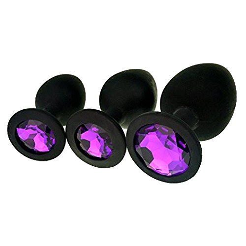 3 Silicone Jeweled Butt Plugs - Anal Trainer for Couples & Solo Play