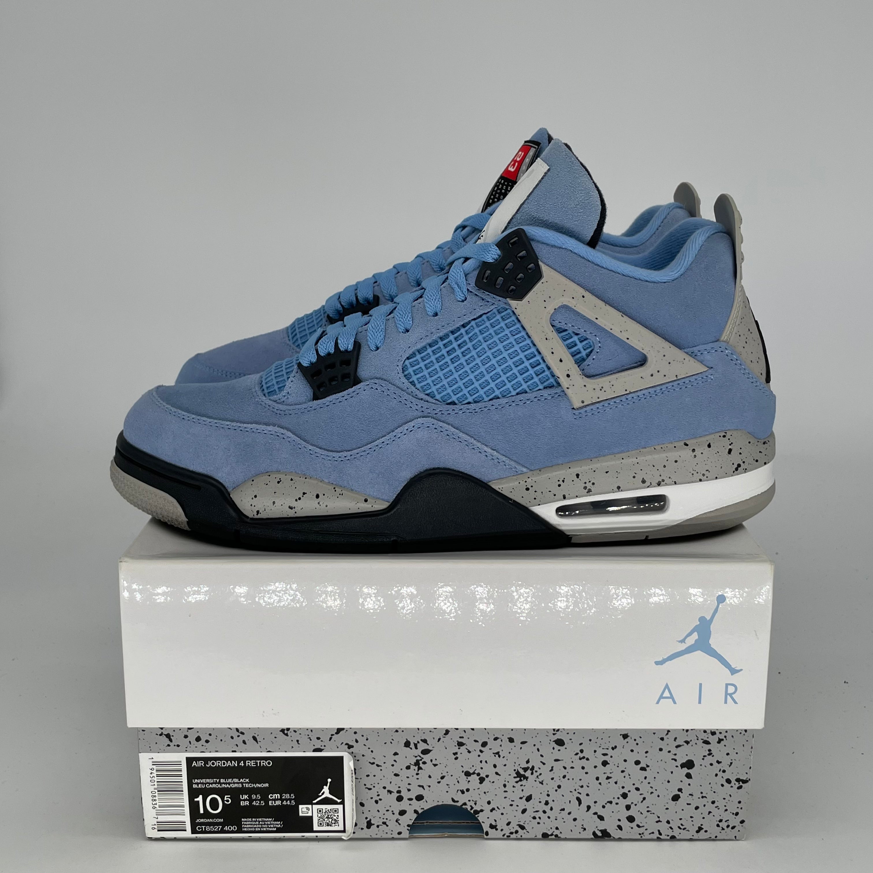 AIR JORDAN 4 University Blue Sneakers - Men's Size 10.5/Women's Size 12 - Retro Basketball Shoes CT8527-400 - Perfect for Streetwear, Casual Outfits & Sneaker Collectors