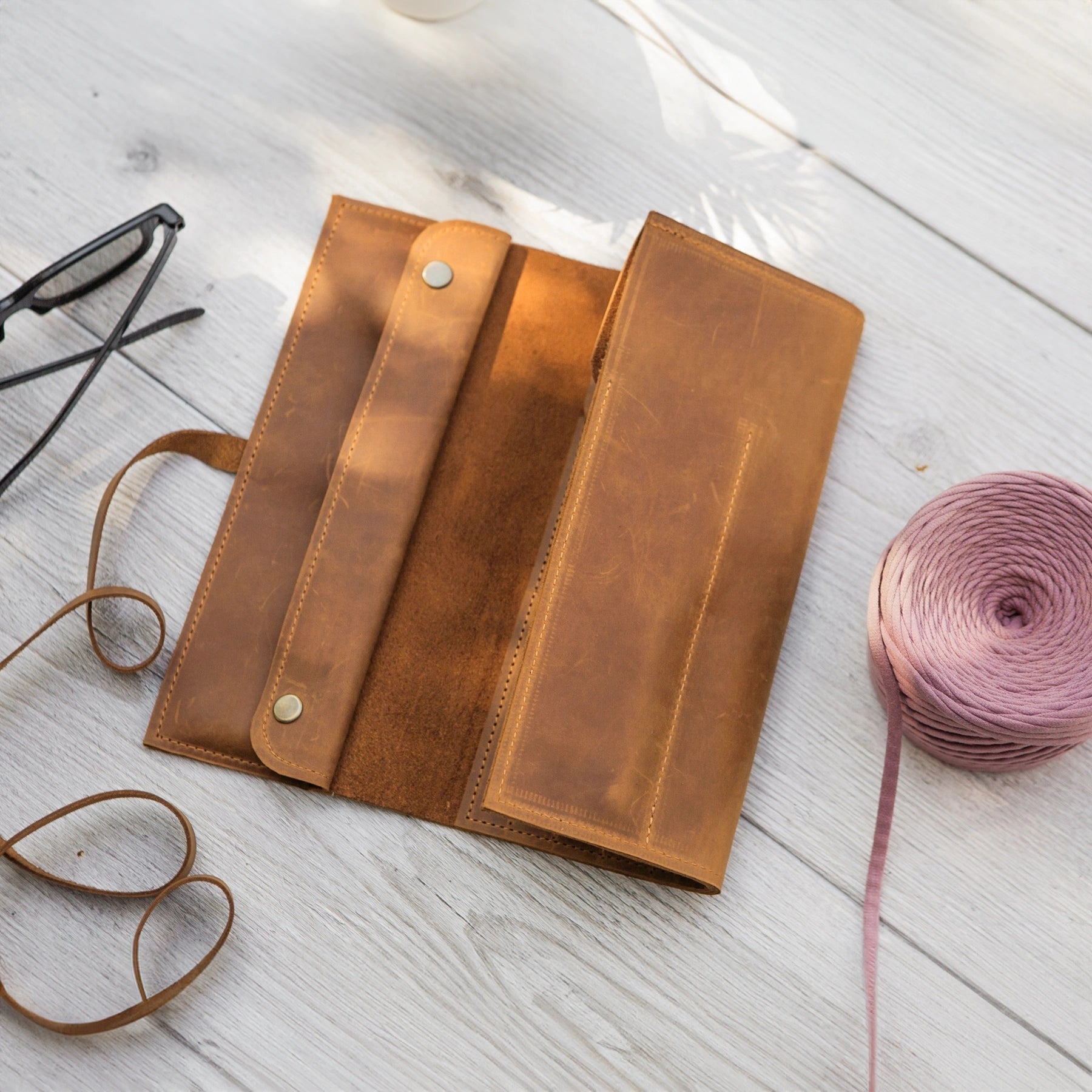 Premium Knitting Needle Roll Case - Durable Fabric Organizer for Circular & Straight Needles - Perfect for Travel, Storage & Knitting Projects (Gifts for Knitters)