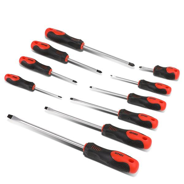 10-Piece Magnetic Slotted & Phillips Screwdriver Set with Ergonomic Handles - Perfect for Home Repairs, DIY Projects, and Professional Toolkits