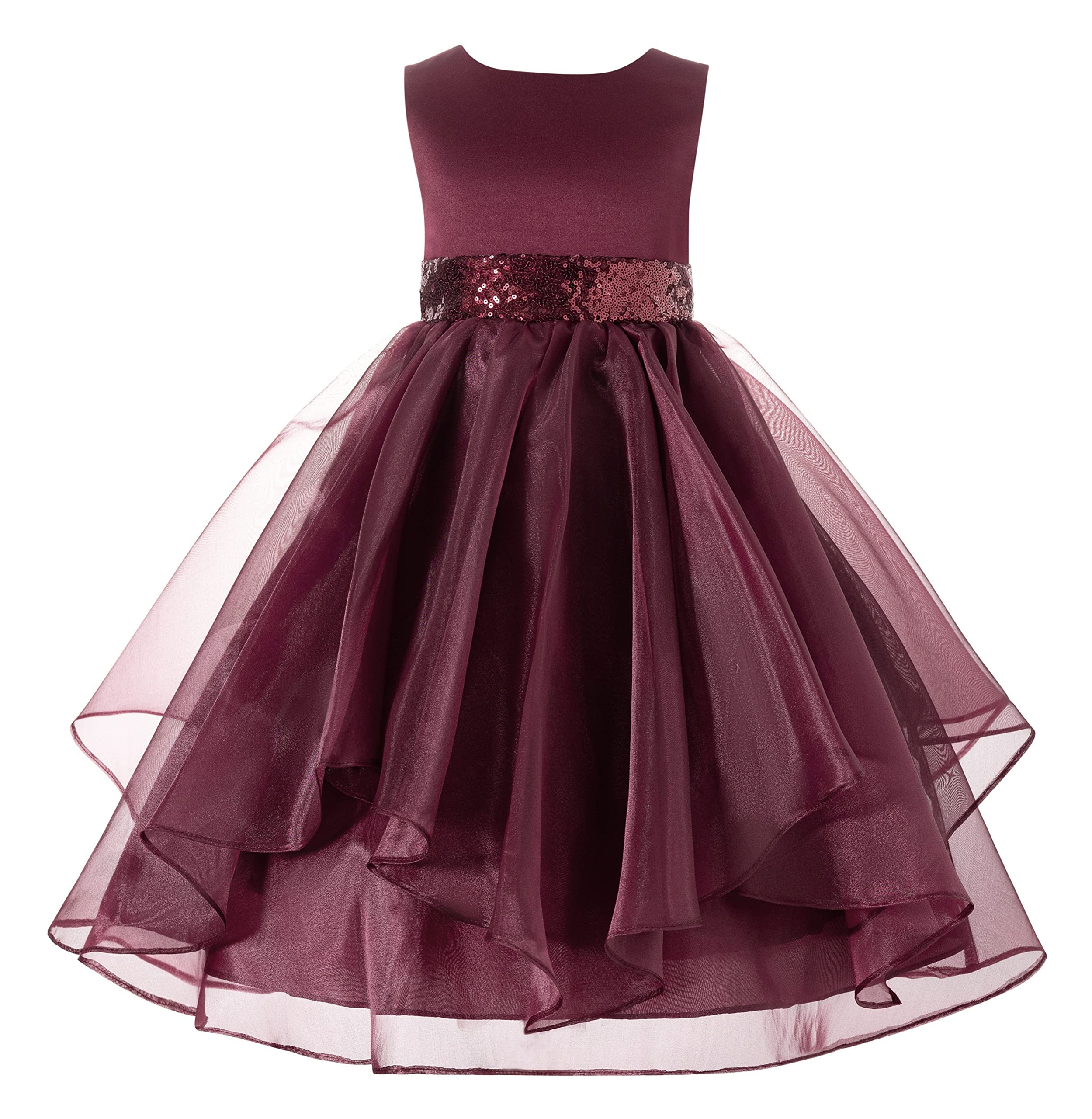 ekidsbridal Asymmetrical Ruffled Organza Sequin Flower Girl Dress for Toddlers - Perfect for Weddings, Pageants & Special Occasions