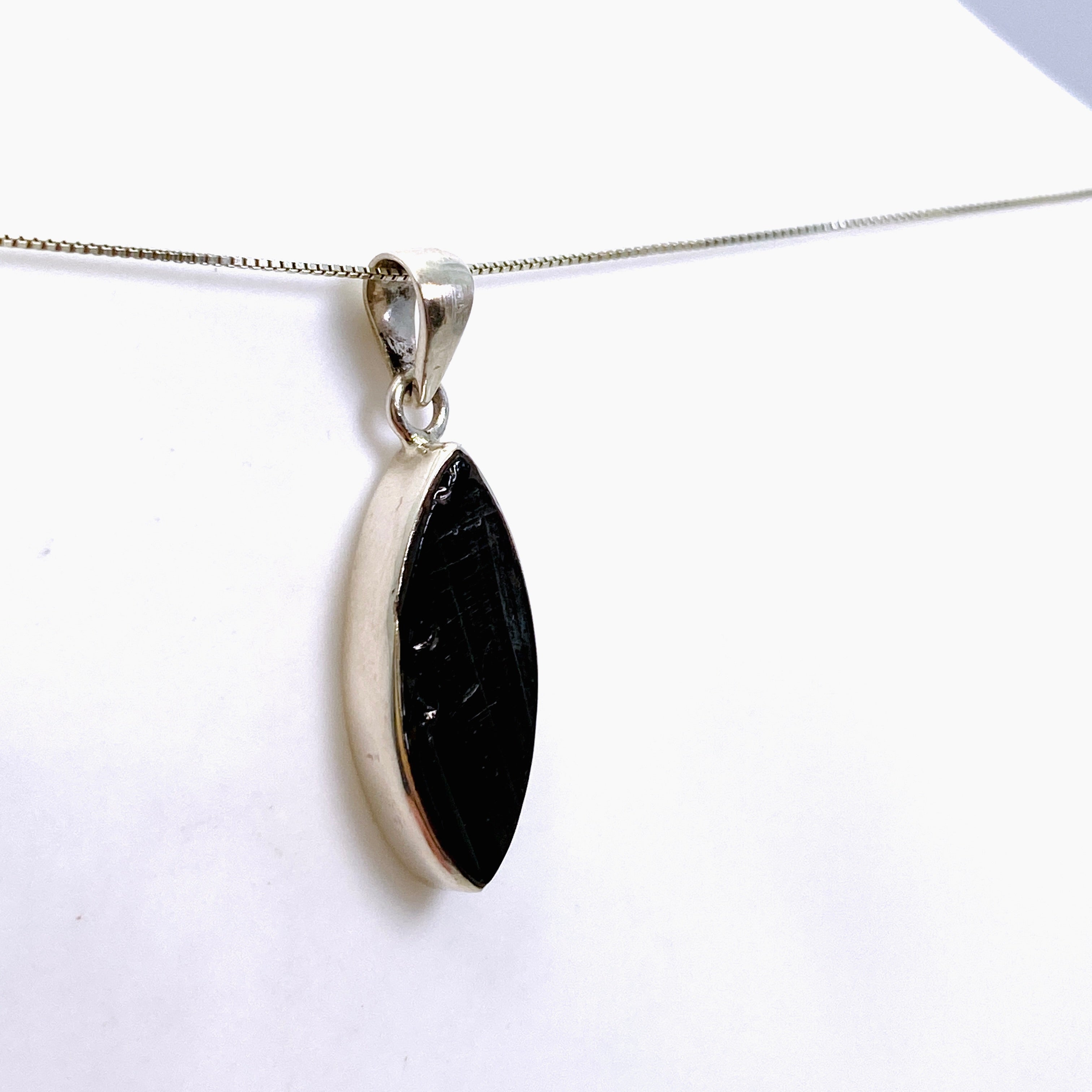 Natural Shungite Marquise Raw Stone Pendant Necklace - Genuine Russian Shungite Jewelry for EMF Protection & Healing | Perfect for Meditation, Energy Cleansing & Spiritual Wellness