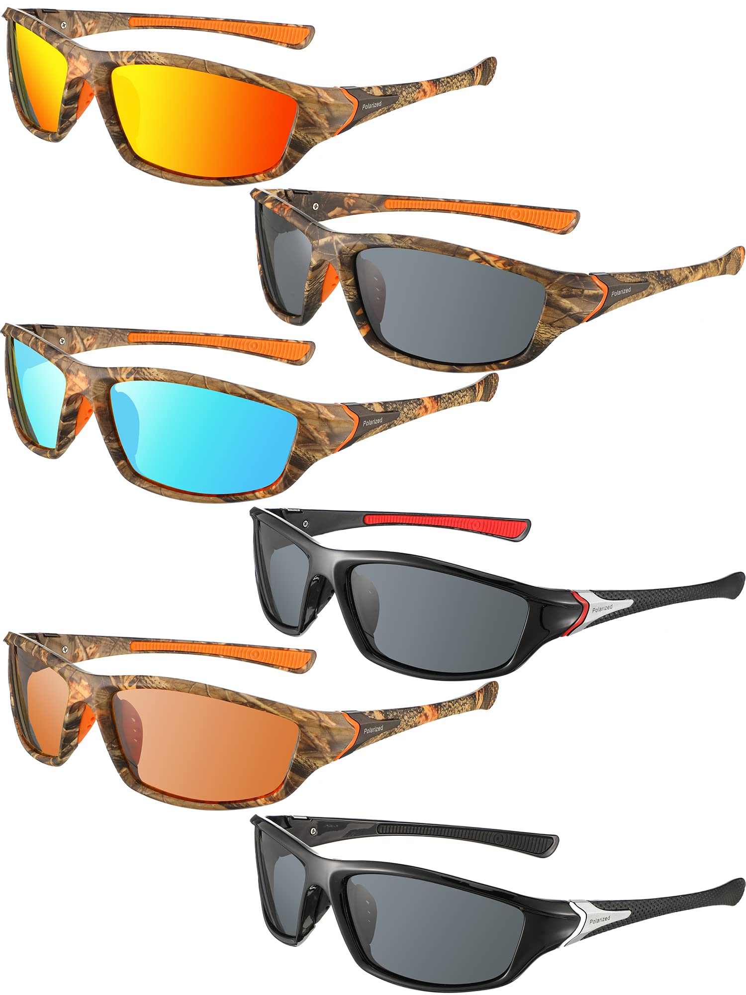 Frienda 6 Pack Polarized Sports Sunglasses for Men - UV Protection, Lightweight & Durable - Perfect for Fishing, Running, Cycling & Outdoor Activities