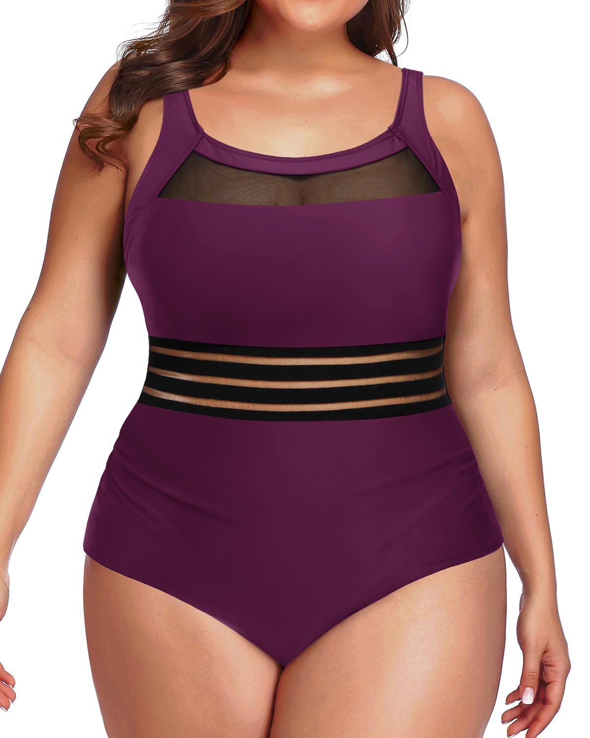 **Daci Plus Size One Piece Swimsuit for Women - Mesh Tummy Control Bathing Suit - High Waisted Swimwear for Beach, Pool & Vacation**