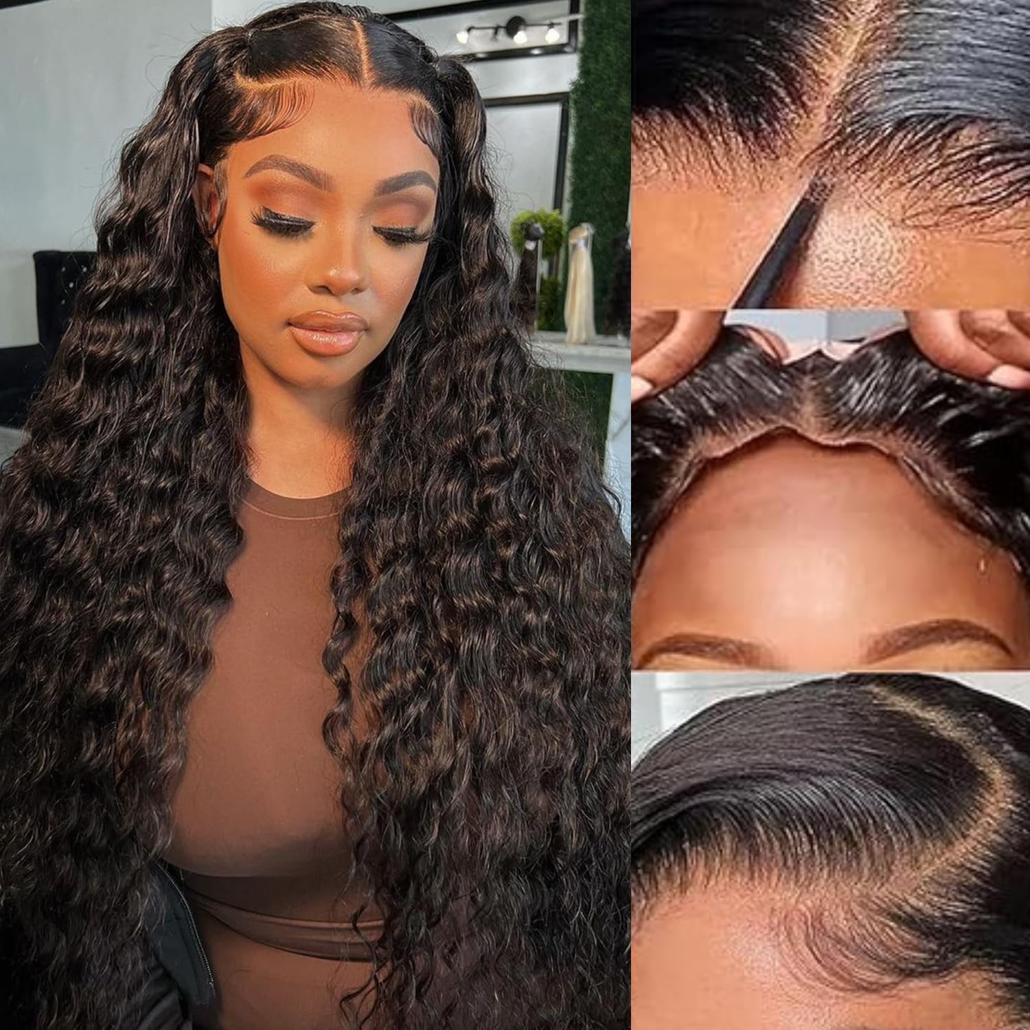 Wear And Go Glueless Human Hair Wigs for Black Women - 150% Density 28inch Deep Curly 4x4 Lace Closure Wig | Pre Plucked, Pre Cut, Ready to Wear | Perfect for Beginners, Daily Use & Special Occasions