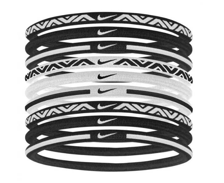 Nike Elastic Hairbands for Women - Soft & Stretchy Black & White Hair Ties for Sports, Workouts, and Everyday Use