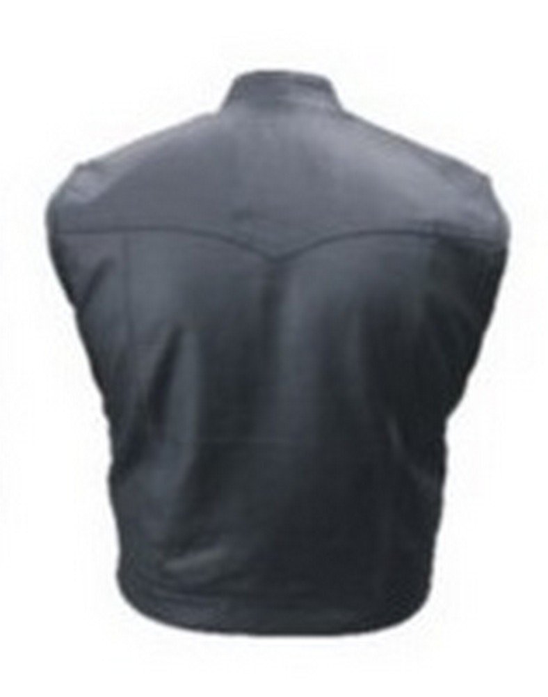 Men's AL2225 Denim Style Leather Vest - 4X-Large Black | Biker Jacket for Motorcycle Riding & Casual Outfits