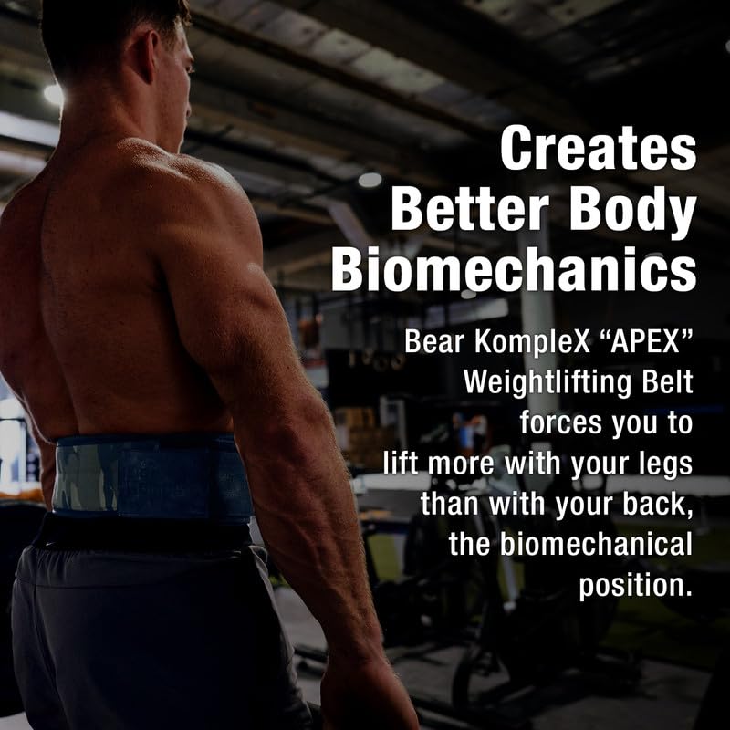 Bear KompleX Premium Leather APEX Weightlifting Belt - Abdominal & Back Support for Powerlifting, Squats & Crossfit - Adjustable Velcro Design for Comfort - Ideal for Weight Training & Gym Workouts