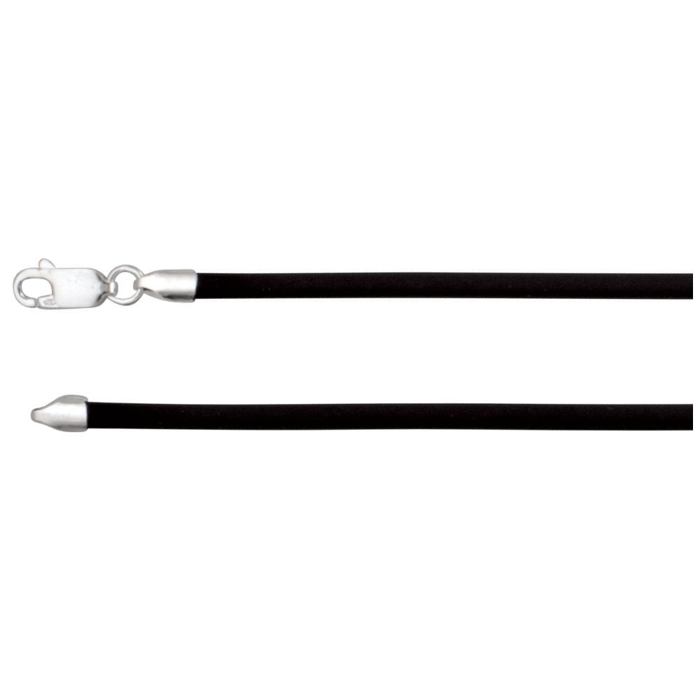 925 Sterling Silver 3mm Black Rubber Necklace for Men & Women - Durable Everyday Jewelry for Casual Wear, Gifts & Layering