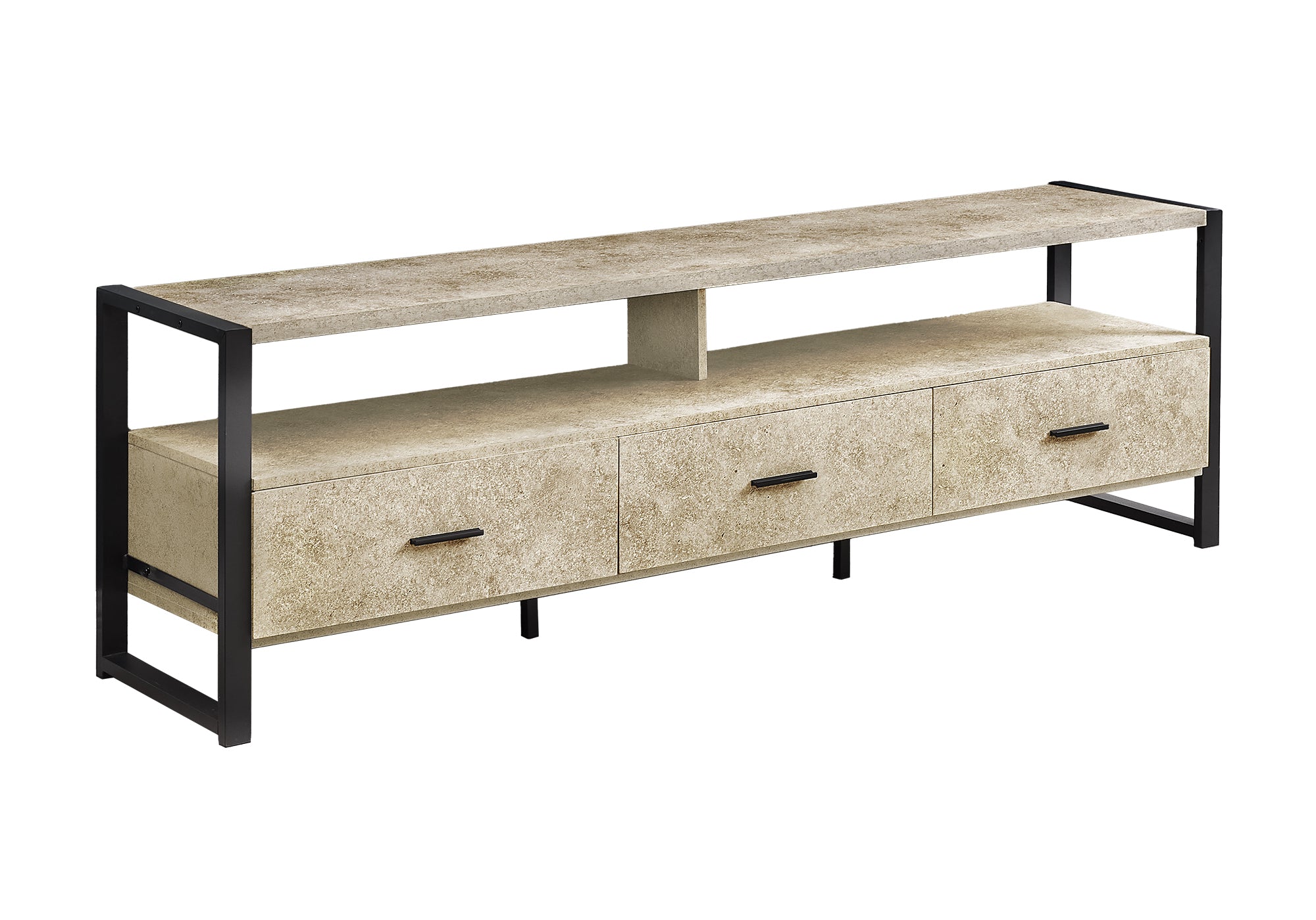 72 Inch Cream Stone Laminate TV Stand with Storage Drawers - Modern Entertainment Center for Living Room, Bedroom & Home Theater - Sturdy TV Console with Ample Storage Space