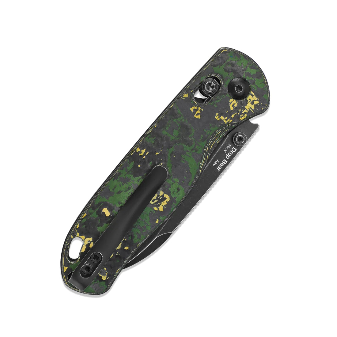 Kizer Ki3619A1 AZO Drop Bear Folding Pocket Knife - CPM 20CV Steel Black Stonewashed Drop Point Blade with Toxic Storm FatCarbon Handles - Perfect for EDC, Camping, Hiking & Outdoor Survival