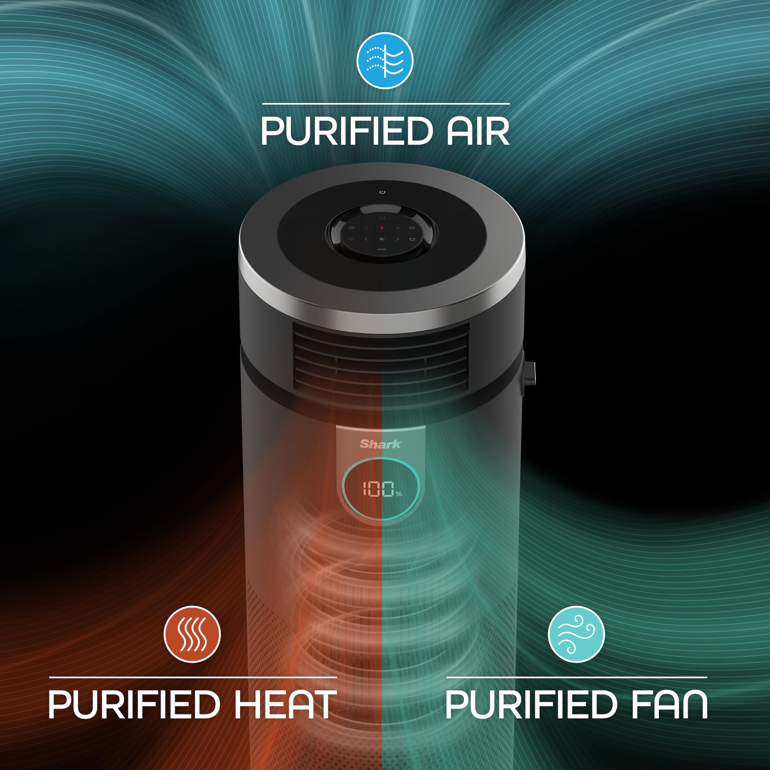 Shark 3-in-1 Max Air Purifier, Heater & Fan with NanoSeal HEPA Filter, Cleansense IQ Technology, Odor Lock System - Covers 1000 Sq. Ft, Charcoal Grey - Perfect for Large Rooms, Bedrooms, and Offices