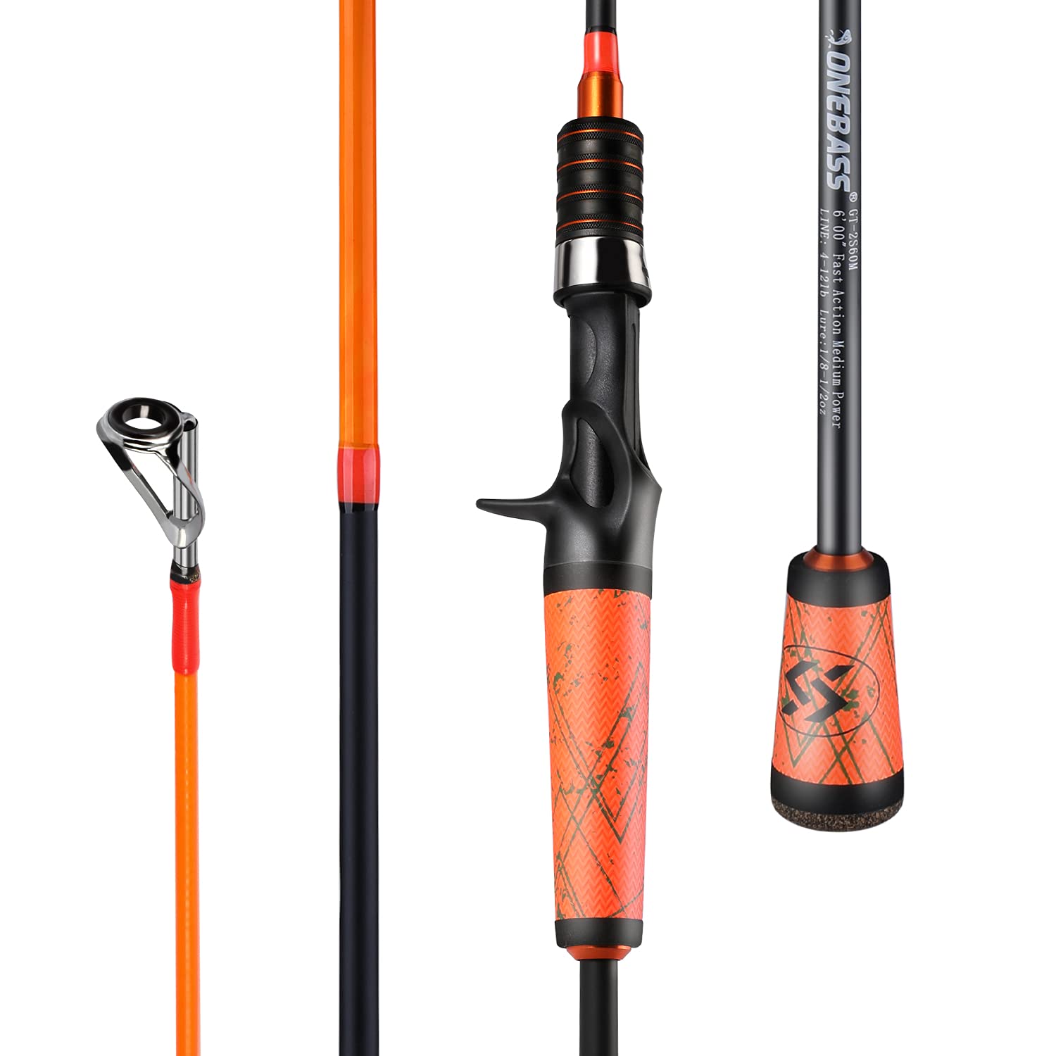 24-Ton Carbon Fiber Bass Fishing Rod - 2-Piece Casting & Spinning Rod with SuperPolymer Handle | Freshwater & Saltwater Fishing for Bass, Trout, and Walleye | Perfect for Shore Fishing and Boat Angling