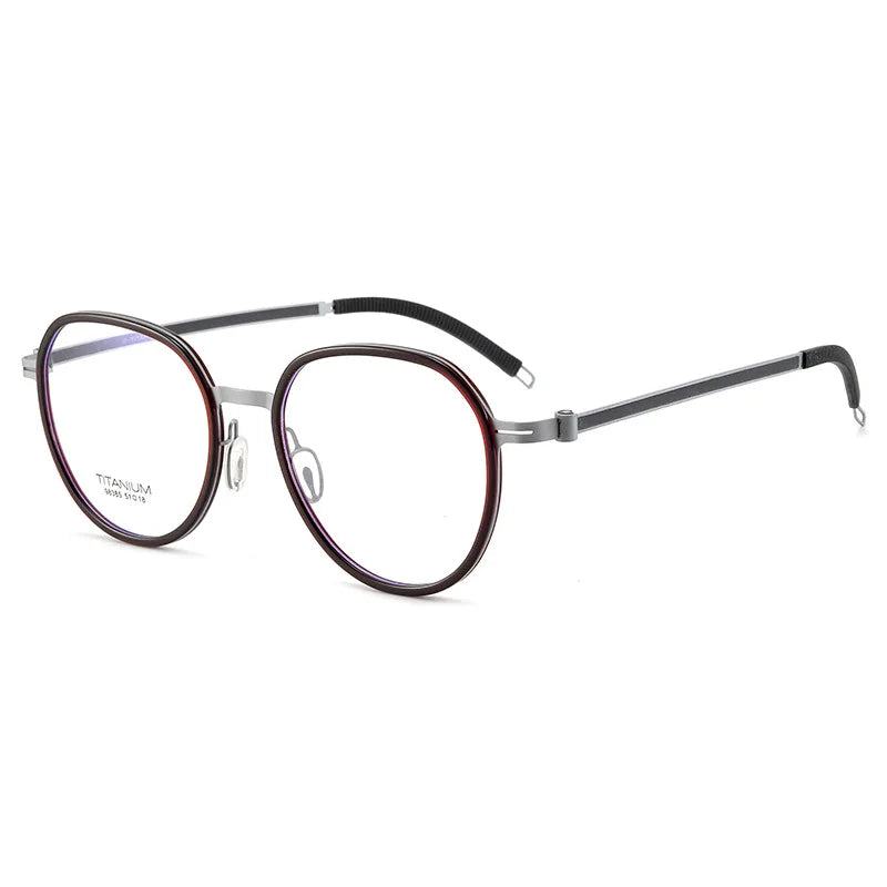 CCspace Unisex Full Rim Round Titanium Eyeglasses 57284 - Lightweight Durable Frame for Men & Women - Perfect for Reading, Work & Fashion Accessories