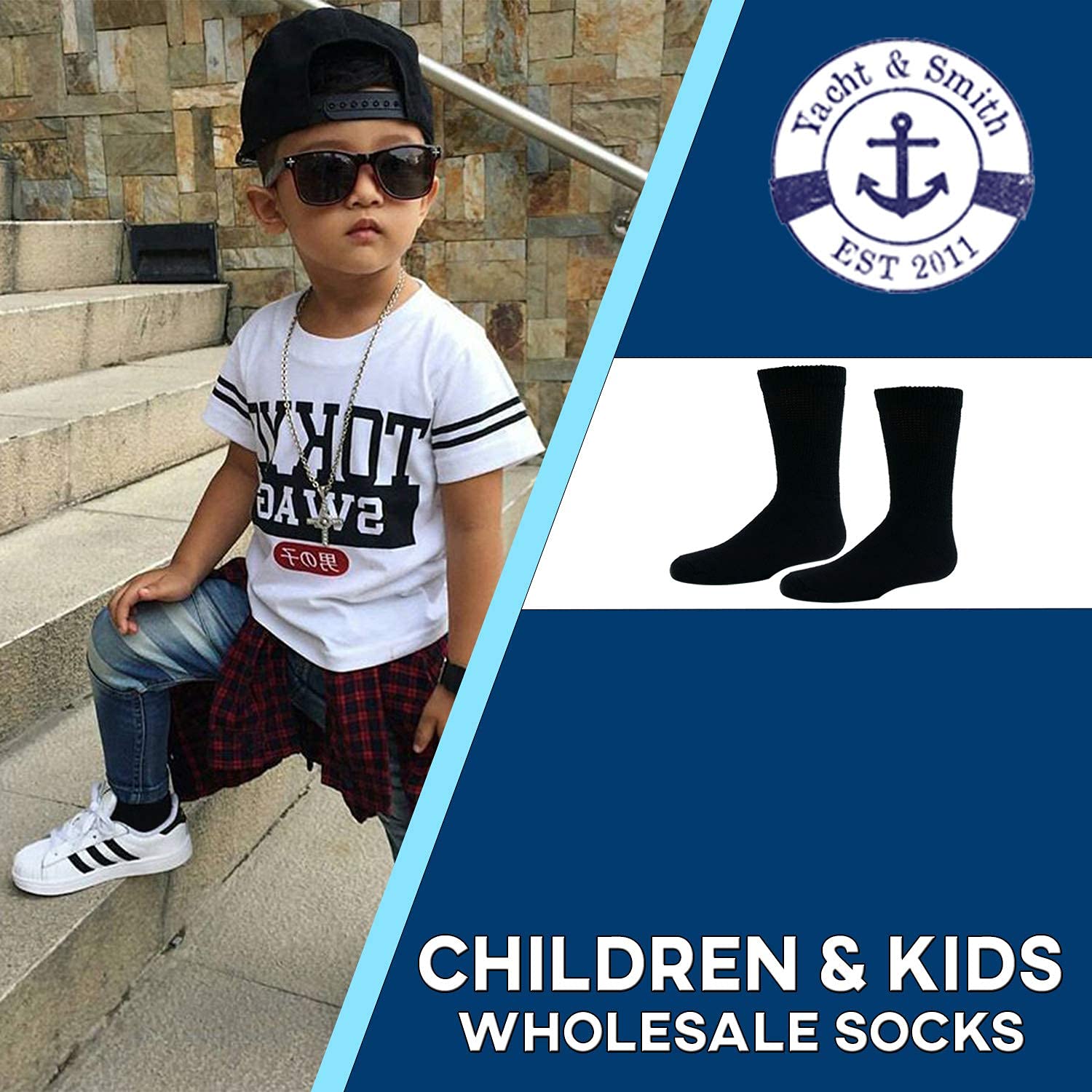 **240 Pairs Kids Athletic Socks Bulk Wholesale - Sports Crew Socks for Boys & Girls (Size 4-6, Shoe 7-10) - Perfect for School, Sports & Daily Wear**