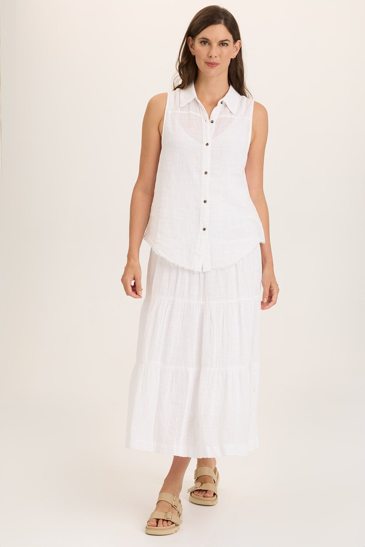 Paigene Flowy Gauze Tiered Skirt for Women - Boho Summer Beach Maxi Skirt | Perfect for Vacations, Music Festivals & Casual Outings
