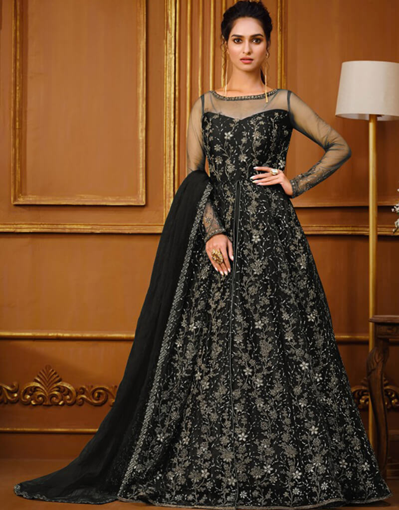 Black Pant Style Semi-Stitched Suit for Women | Formal Office Wear & Business Attire | Perfect for Work, Meetings, and Professional Events