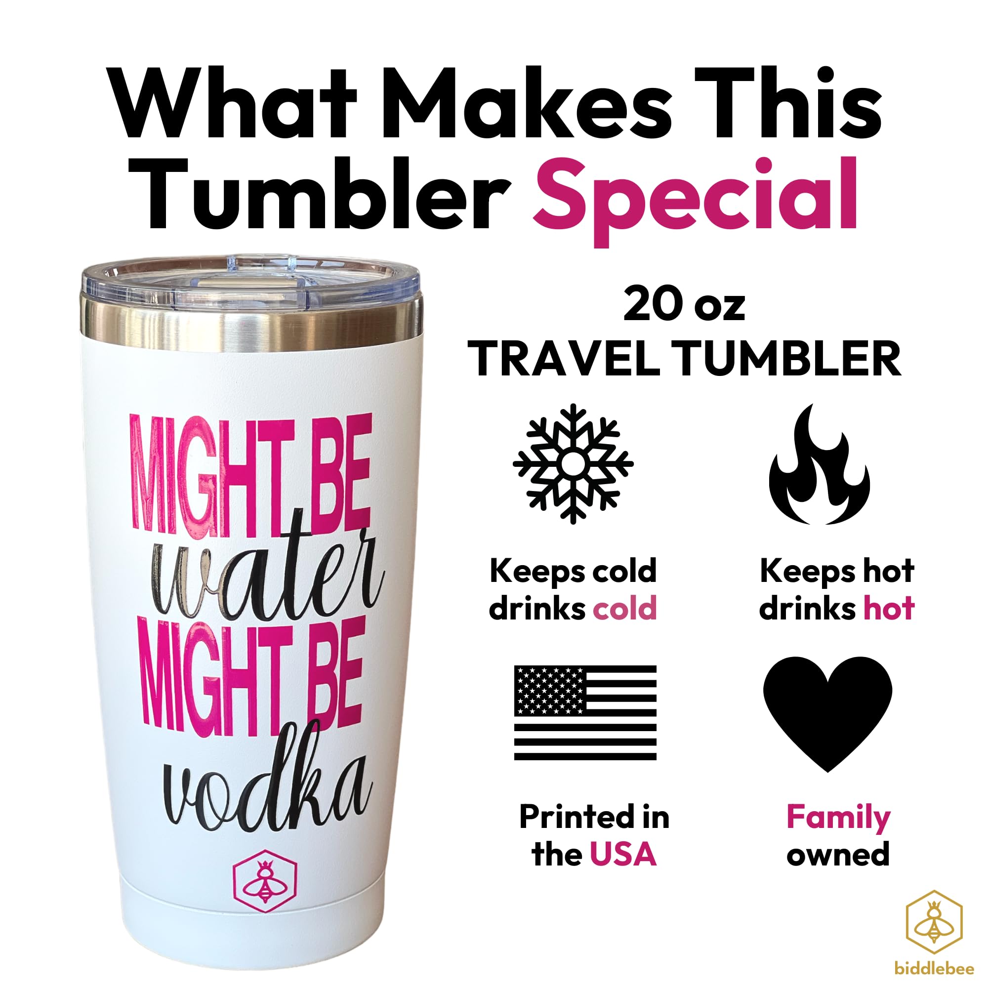 Biddlebee 20oz Insulated Stainless Steel Coffee Tumbler - Leakproof Travel Mug for Hot & Cold Drinks - BPA-Free Vacuum Cup for Women, Mom, Teachers - Perfect for Office, Commuting & Outdoor Adventures
