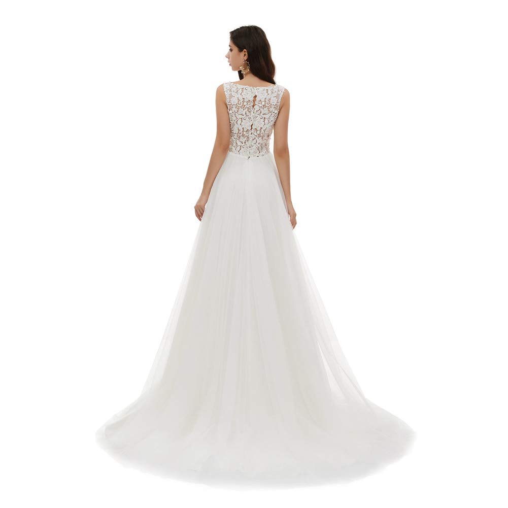 Elegant V-Neck Lace Wedding Dress for Bride 2020 - A-Line Beach Gown with Sexy Design | Perfect for Beach Weddings, Destination Ceremonies & Romantic Photoshoots