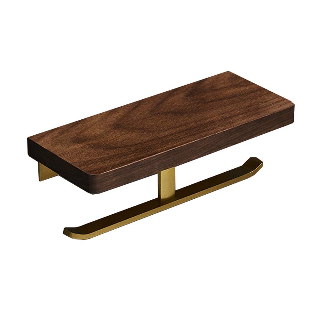 Premium Walnut Wood Toilet Paper Holder with Shelf - Double Roll Bathroom Tissue Holder, No Punch Free Hanging Design - Perfect for Modern Bathrooms, Powder Rooms & RVs (Paper Towel Holder Option)