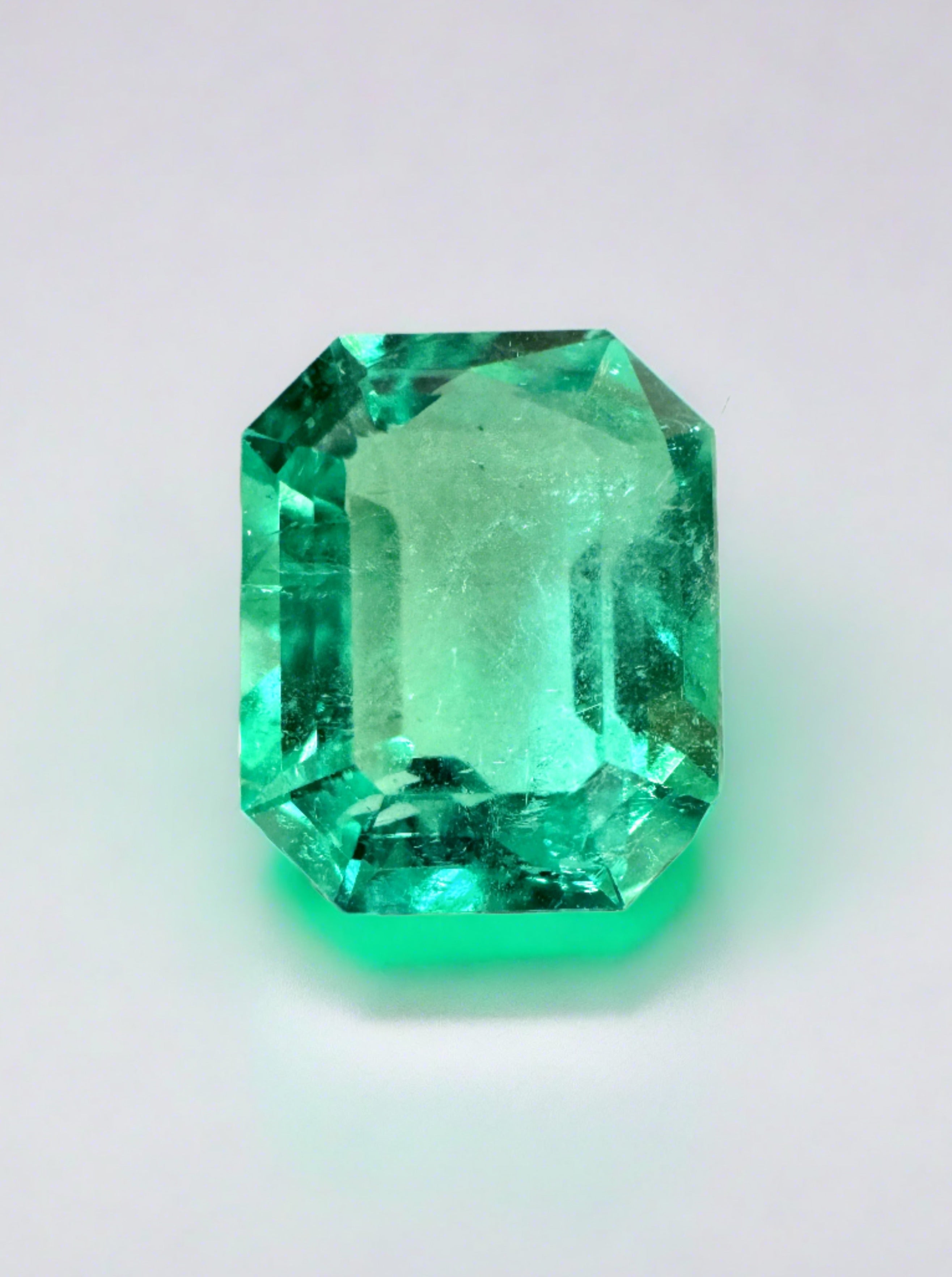 2.14 Carat 9x7mm Muzo Yellowish Green Natural Loose Colombian Emerald - Emerald Cut Gemstone for Jewelry Making, Engagement Rings & Collector's Items