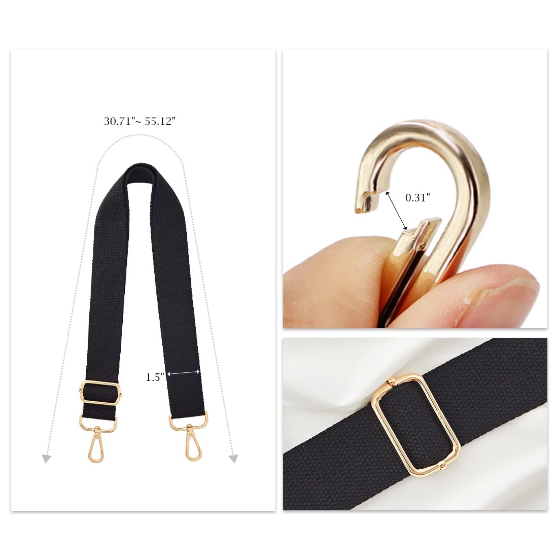 TANOSII Adjustable Wide Purse Strap - Replacement Shoulder & Crossbody Bag Strap for Handbags, Totes & Purses - Perfect for Daily Use, Travel & Shopping