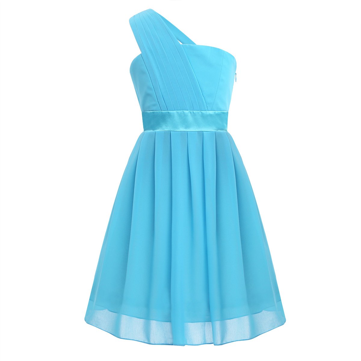 Elegant One Shoulder Pleated Chiffon Flower Girl Dress for Weddings, Bridesmaids, Prom & Special Occasions - Perfect for Formal Events, Photo Shoots & Dance Parties