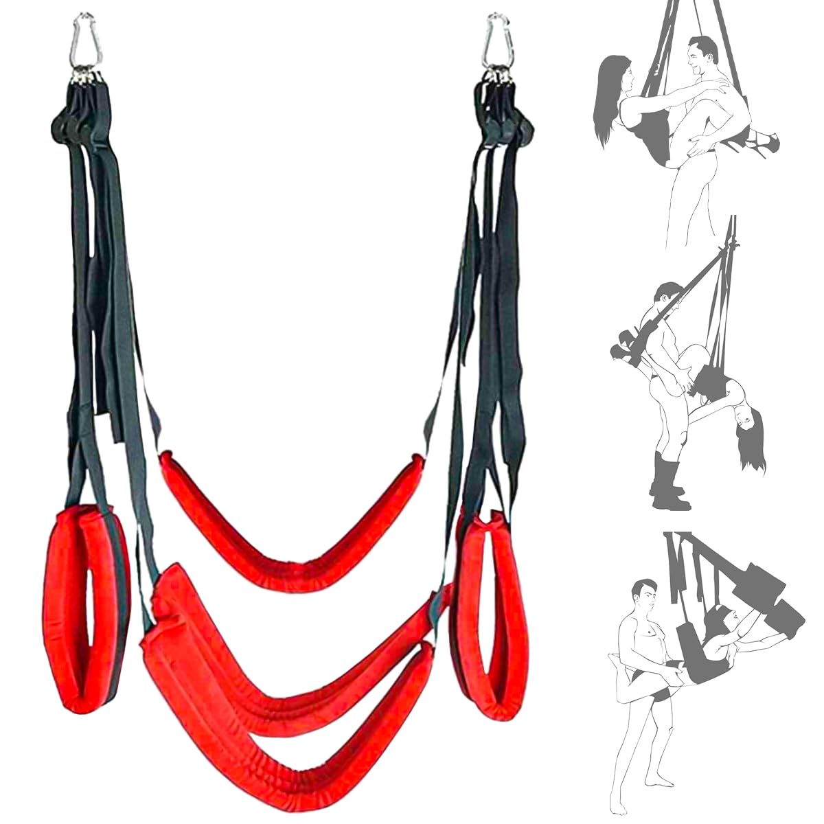 Reraby Adjustable Adult Sex Swing for Couples - Thickened & Widened Comfort Seat with Secure Straps - Bondage Restraint Toy for Bedroom, Spice Up Your Love Life & BDSM Play