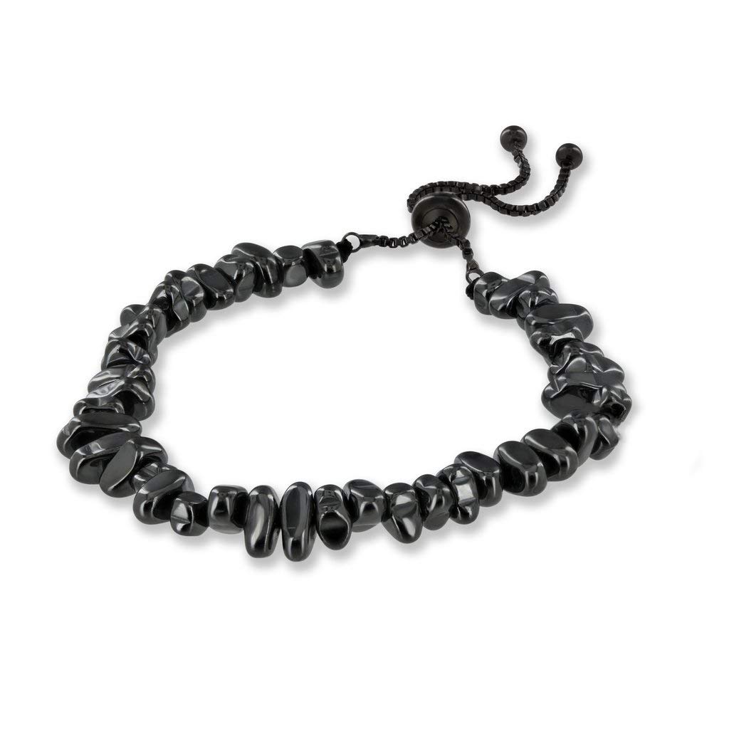 Believe London Crystal Chip Hematite Stretch Bracelet for Men & Women - Natural Stone Therapy Yoga Bangle with Premium Gift Box | Stress Relief, Energy Balance | Perfect for Meditation, Yoga & Everyday Wear