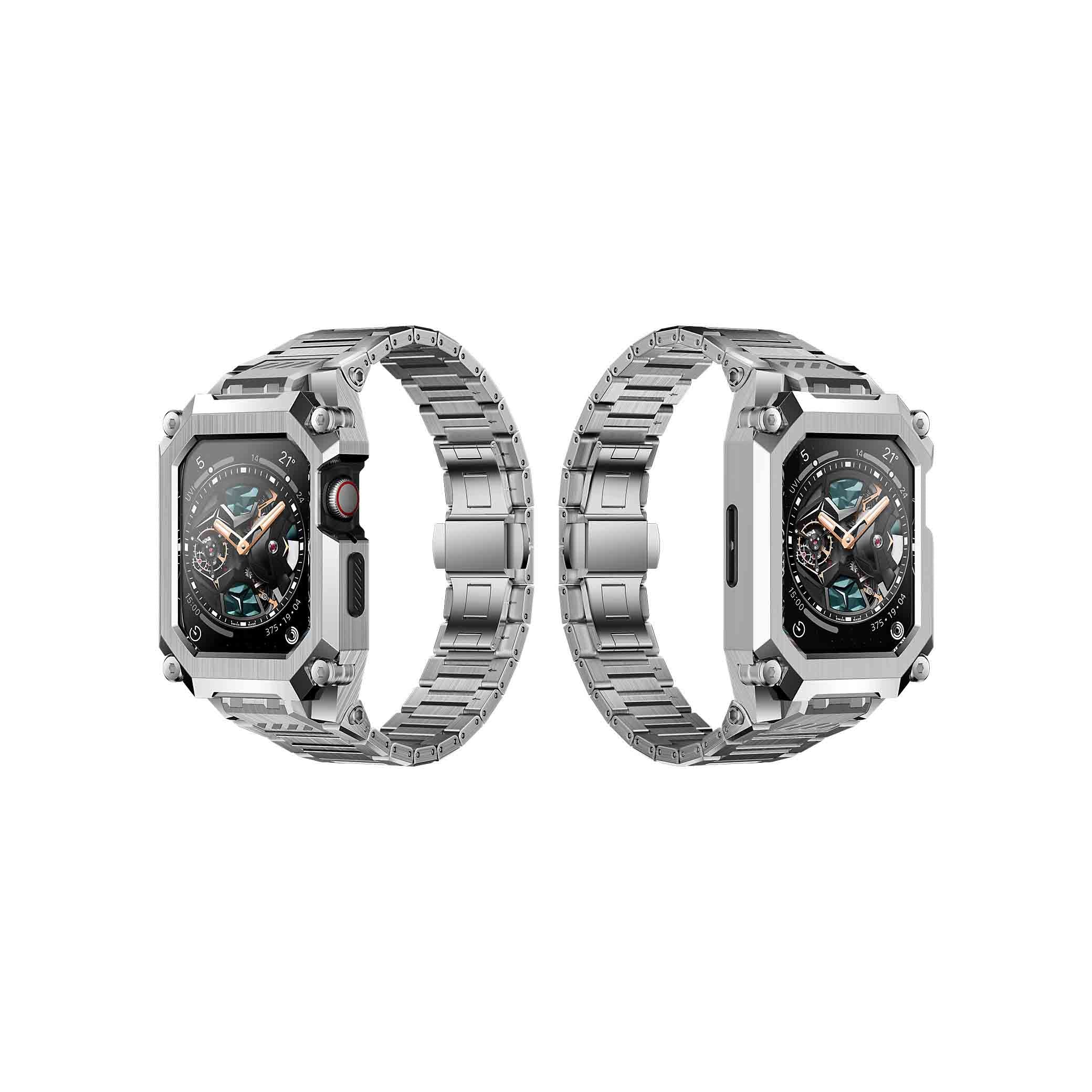 UB Steel Premium Stainless Steel Band for Apple Watch - Silver | Durable Metal Replacement Strap for Workout, Office & Everyday Wear