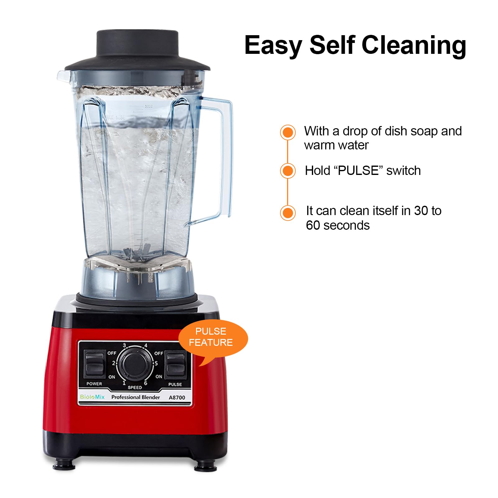 BioloMix 2200W Heavy Duty Commercial Blender - Professional Grade Countertop Blender with 70oz BPA-Free Jar - Perfect for Smoothies, Protein Shakes, Frozen Drinks, Ice Crushing, Soup Making & Food Prep (Red) - Ideal for Restaurants, Juice Bars & Home Kitchens