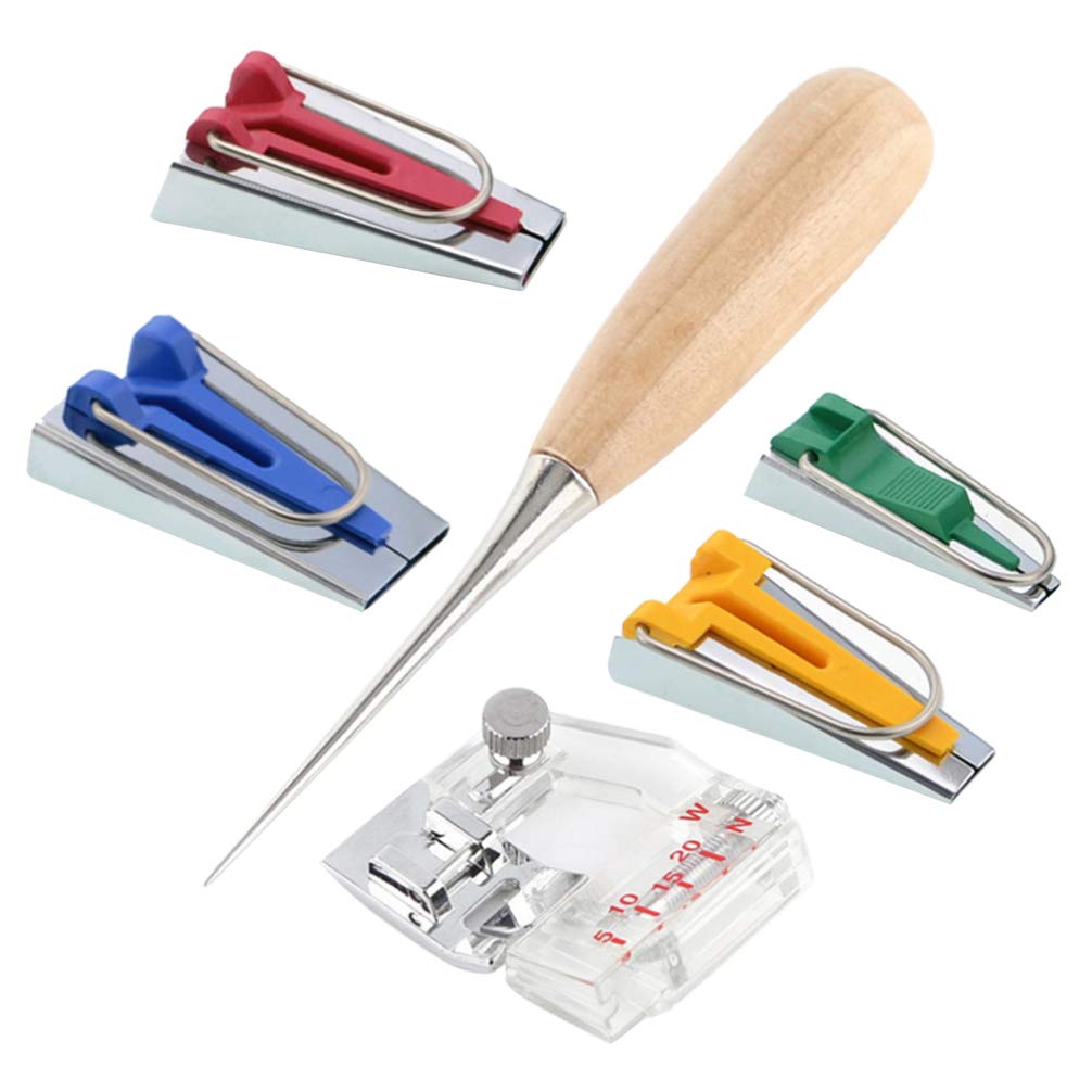Exceart 6-Piece Sewing Machine Bias Binding Tool Kit - Adjustable Quilting, Patchwork & Tape Binding Presser Foot for Home DIY Projects - Perfect for Quilting, Dressmaking & Crafting