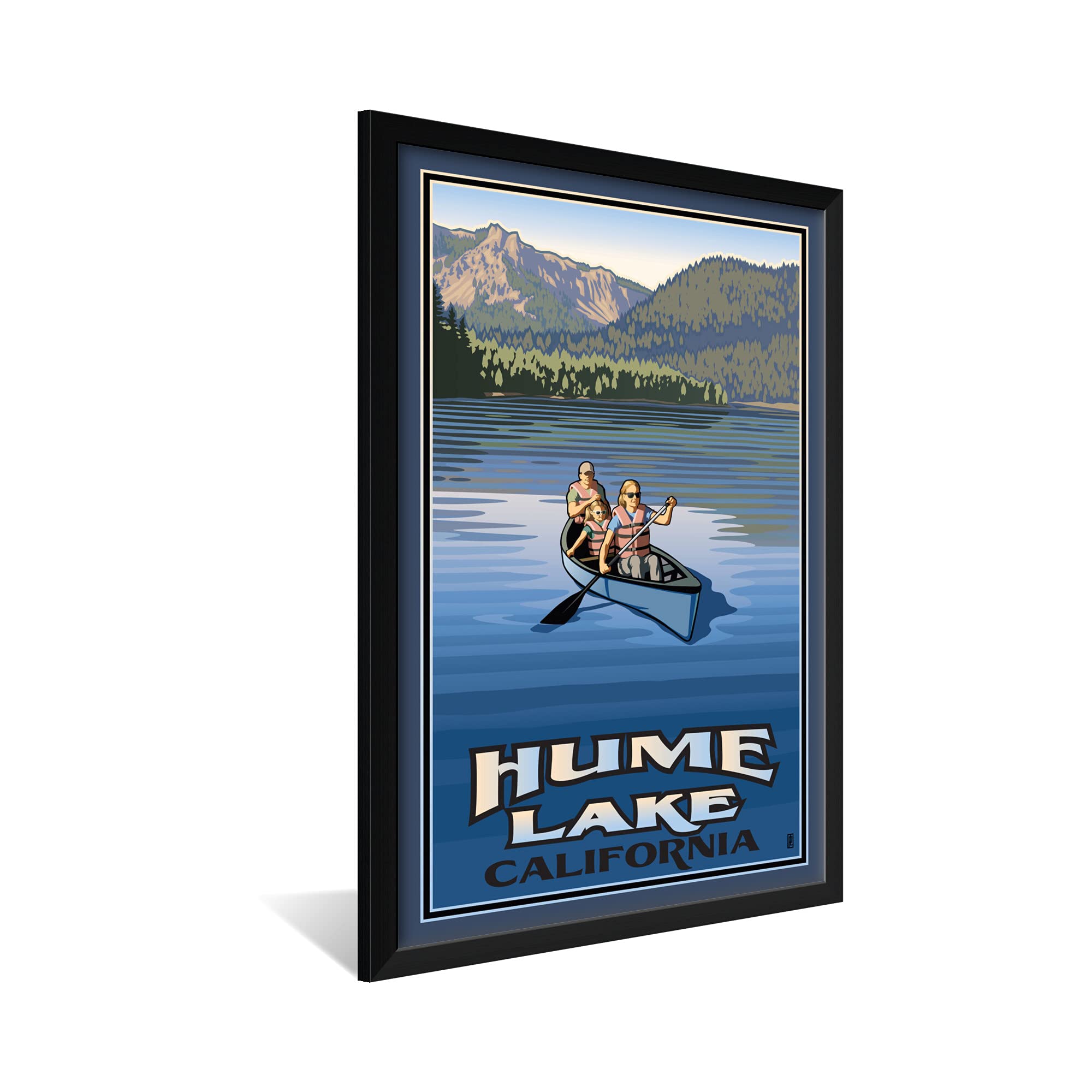 Paul Leighton Framed Art Print - 26x38 Inch California Landscape Painting, Hume Lake Scenic Wall Decor for Living Room & Office