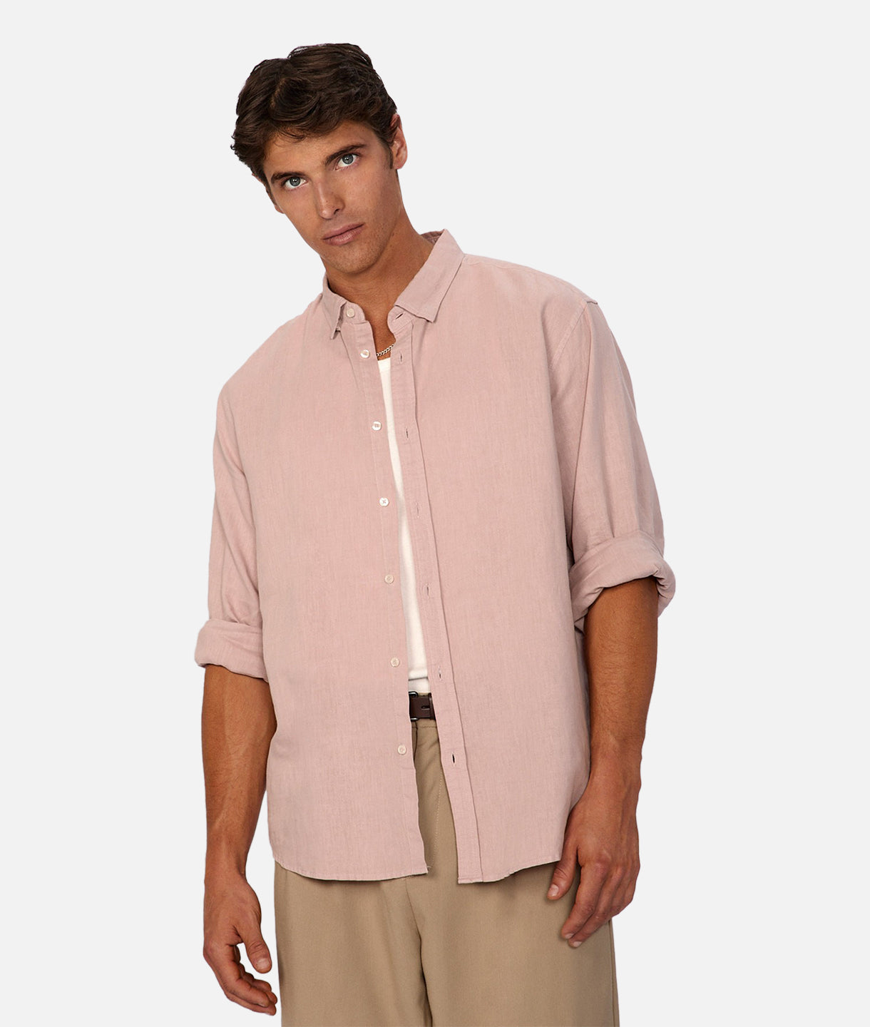 The Tennyson Linen Long Sleeve Shirt in Blush Pink - Breathable & Stylish Casual Wear for Women | Perfect for Office, Date Night & Summer Outfits