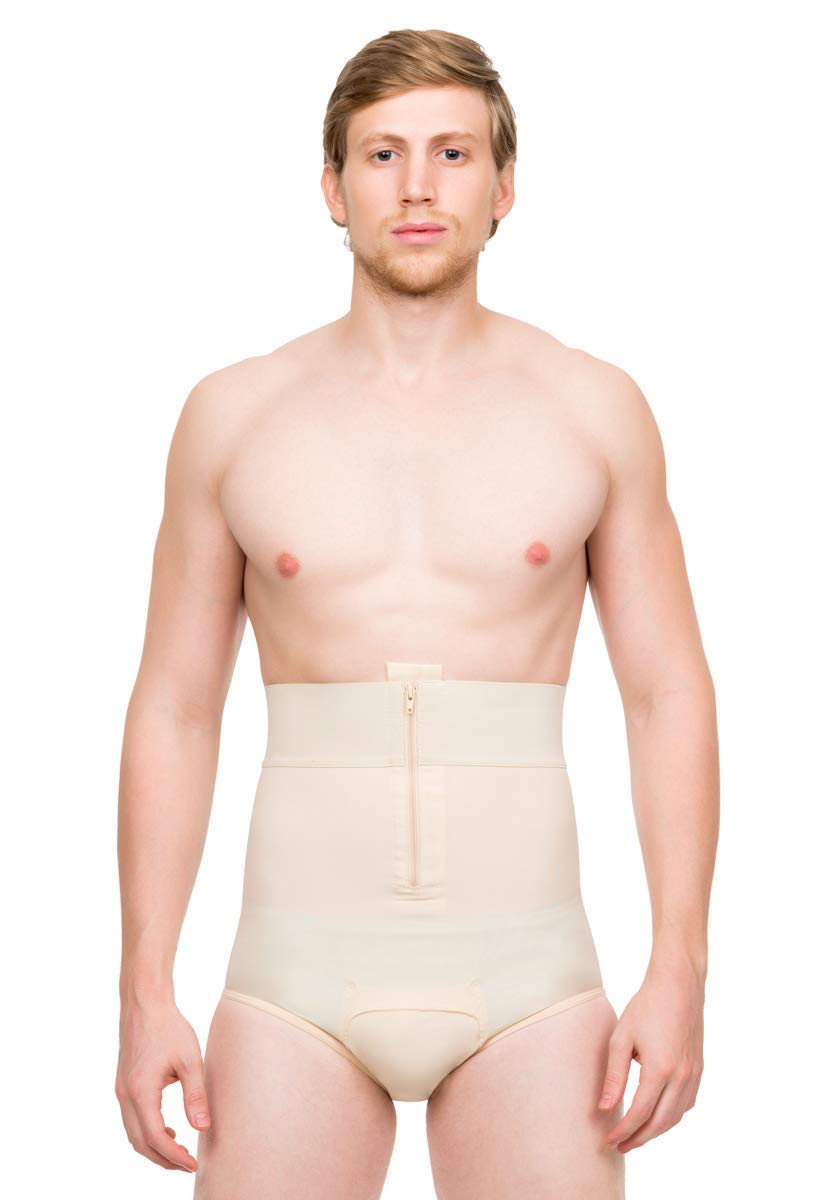 Isavela Men's High-Waist Post-Surgical Compression Briefs with Zipper Closure - Abdominal Support Garment for Liposuction, Tummy Tuck & Cosmetic Surgery Recovery (MG01) | Ideal for Post-Op Care & Body Contouring