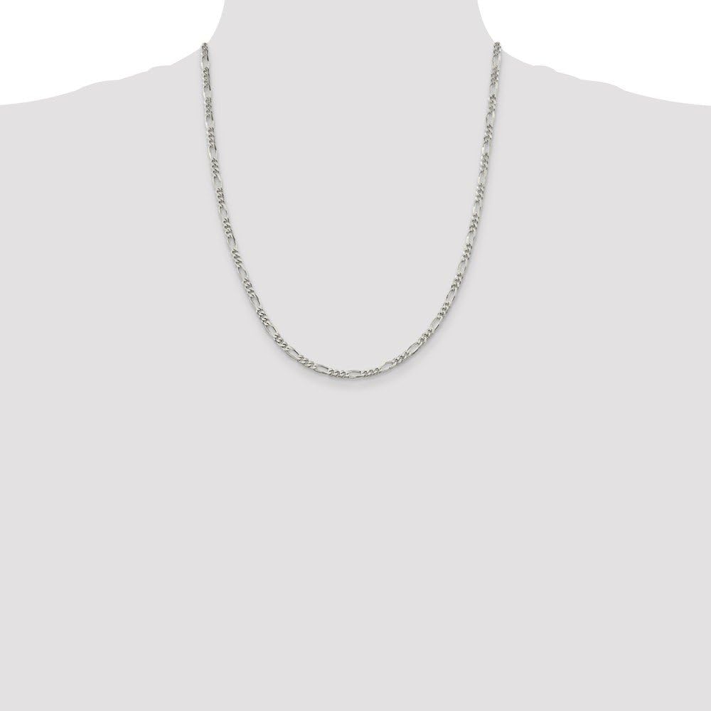 Sterling Silver 3.5mm Figaro Chain Necklace for Men & Women - Diamond2Deal Durable Jewelry for Everyday Wear, Gifts & Special Occasions