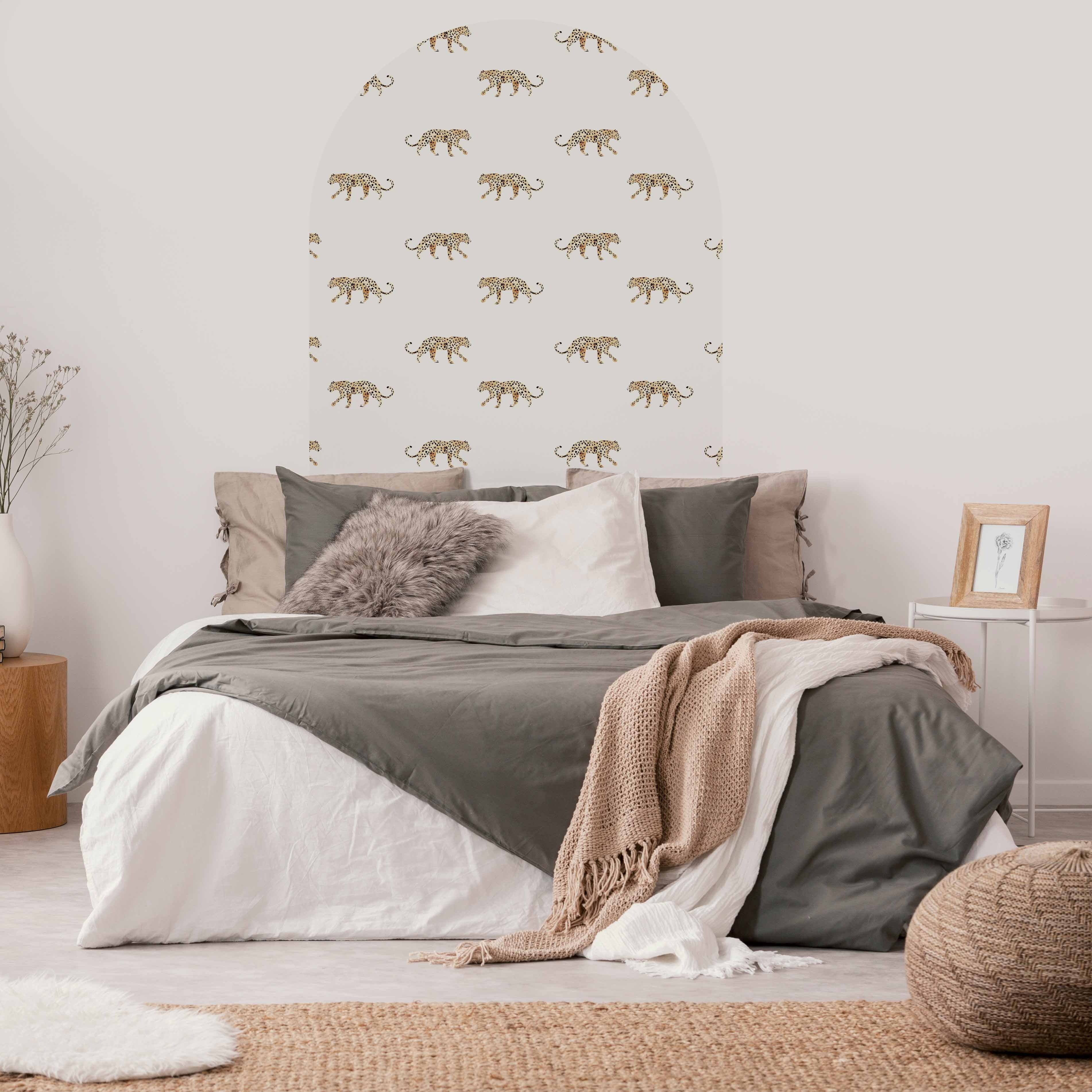 Self-Adhesive Leopard Print Arch Wallpaper Decal - Peel and Stick Wall Mural for Bedroom, Nursery, or Living Room Decor