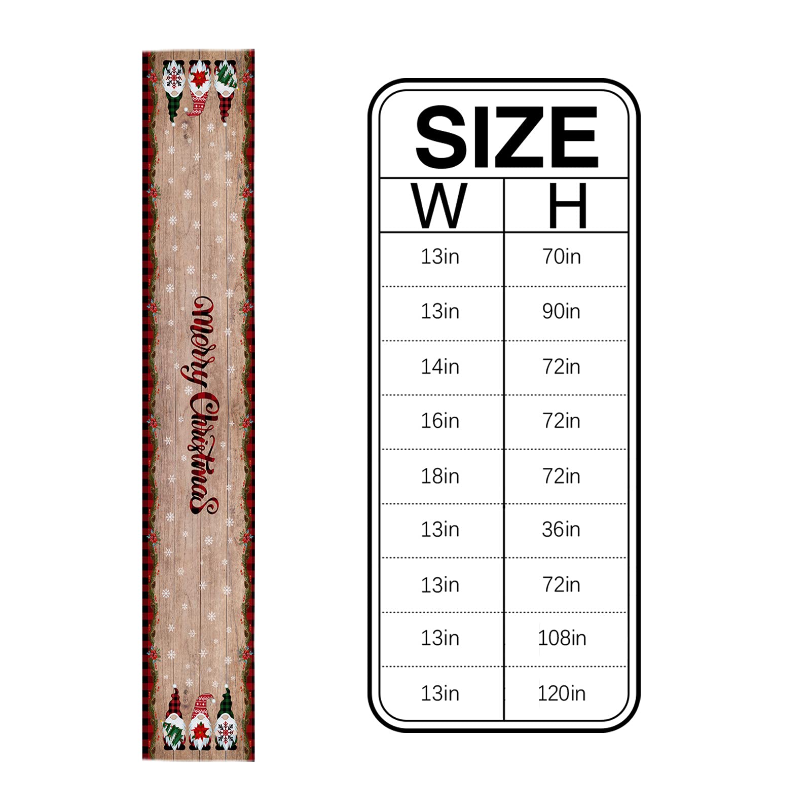 Queenker Christmas Table Runner - Cute Gnome Rustic Wooden Table Scarf, 13x90 Inch Holiday Dining Table Decor for Living Room, Winter Party & Festive Home Decoration | Perfect for Christmas Dinner, Holiday Gatherings & Cozy Home Styling