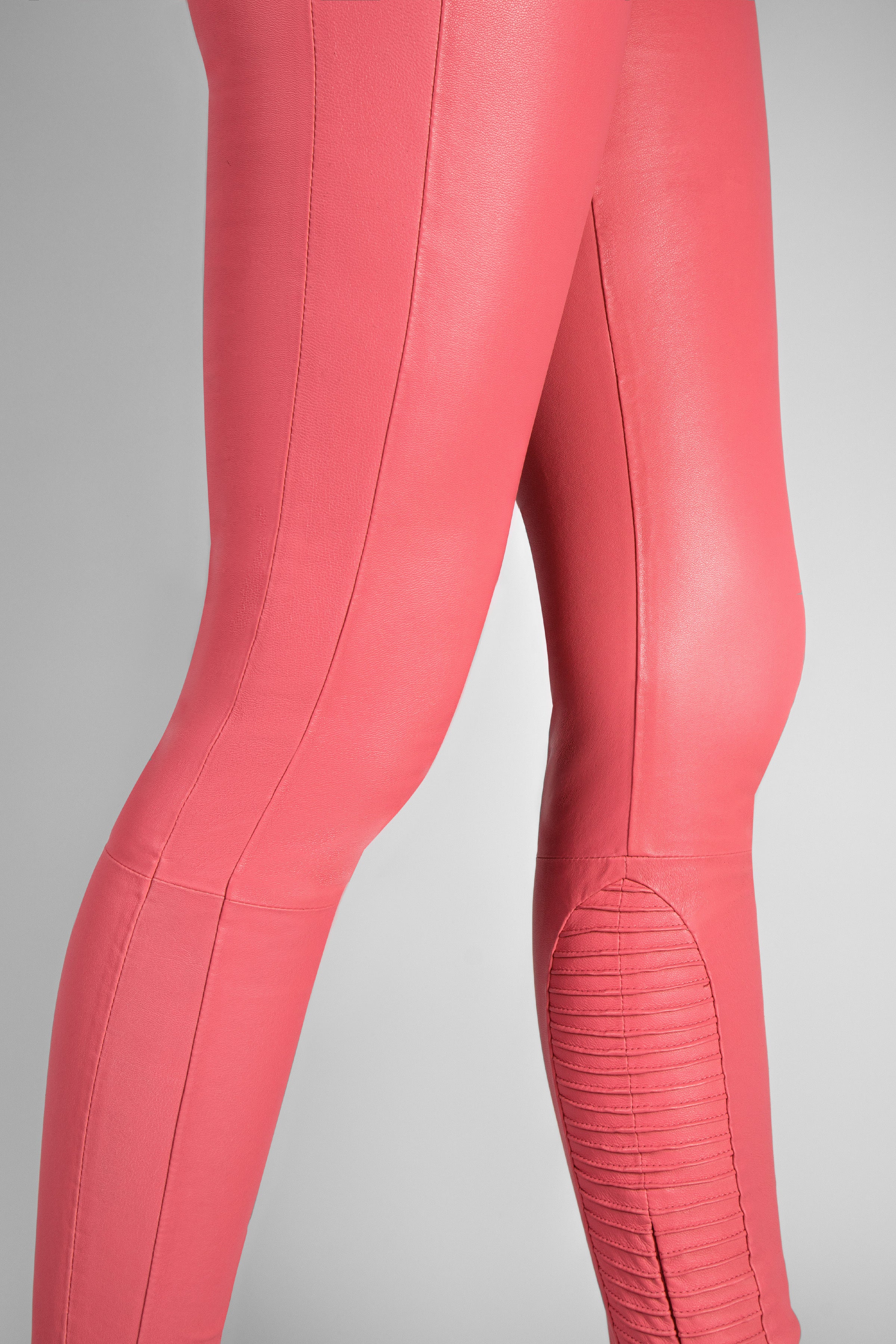 88 KAY MICHAELS Women's Faux Leather Leggings in Acid Pink | High Waist Stretchy Vegan Leather Pants for Workout, Night Out & Casual Wear