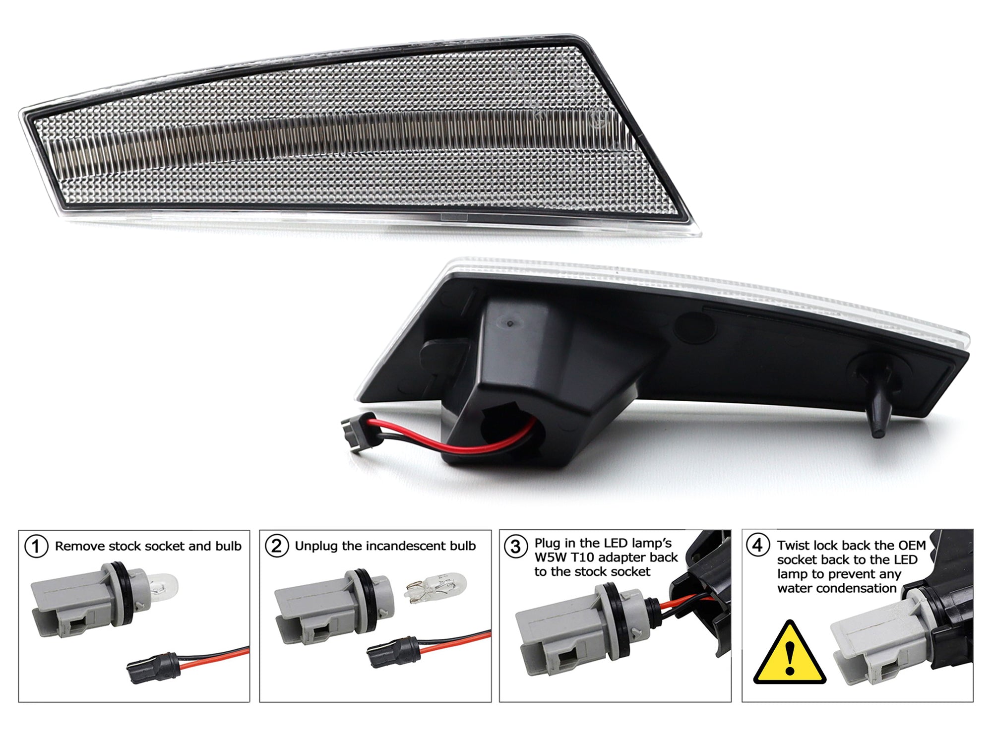 Amber LED Strip Bumper Side Marker Lights for 2008-2012 Jeep Liberty - Clear Lens, Waterproof, Easy Installation - Perfect for Off-Roading & Night Driving