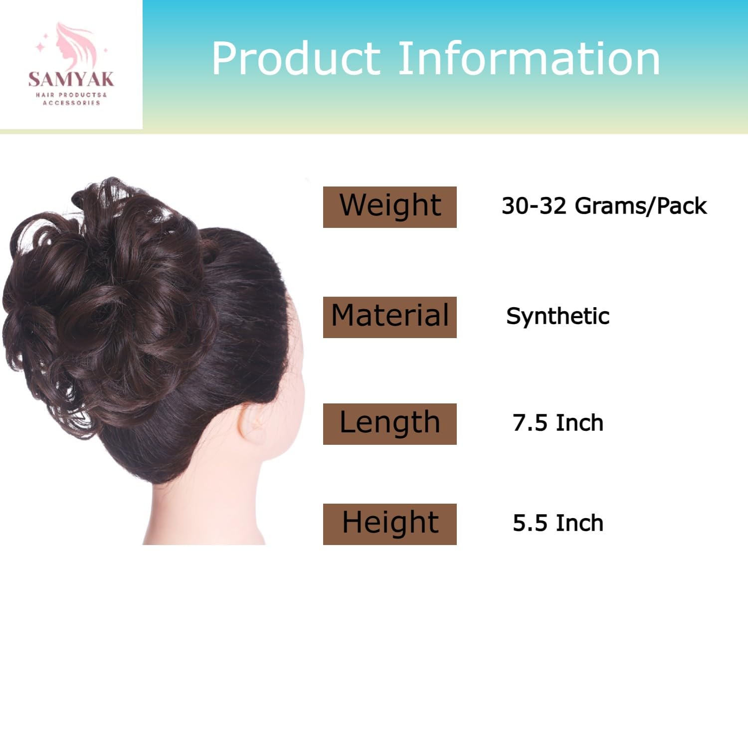 Samyak 2-Piece Synthetic Funky Messy Hair Bun Extension for Instant Updo & Voluminous Hairstyles - Perfect for Parties, Cosplay, and Everyday Wear