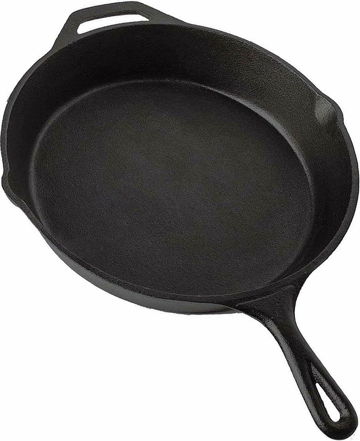 Europder Pre-Seasoned 12.5 Inch Cast Iron Skillet - Multipurpose Cast Iron Pan & Griddle Set for Cooking, Baking & Grilling | Perfect for Stovetop, Oven & Outdoor Camping