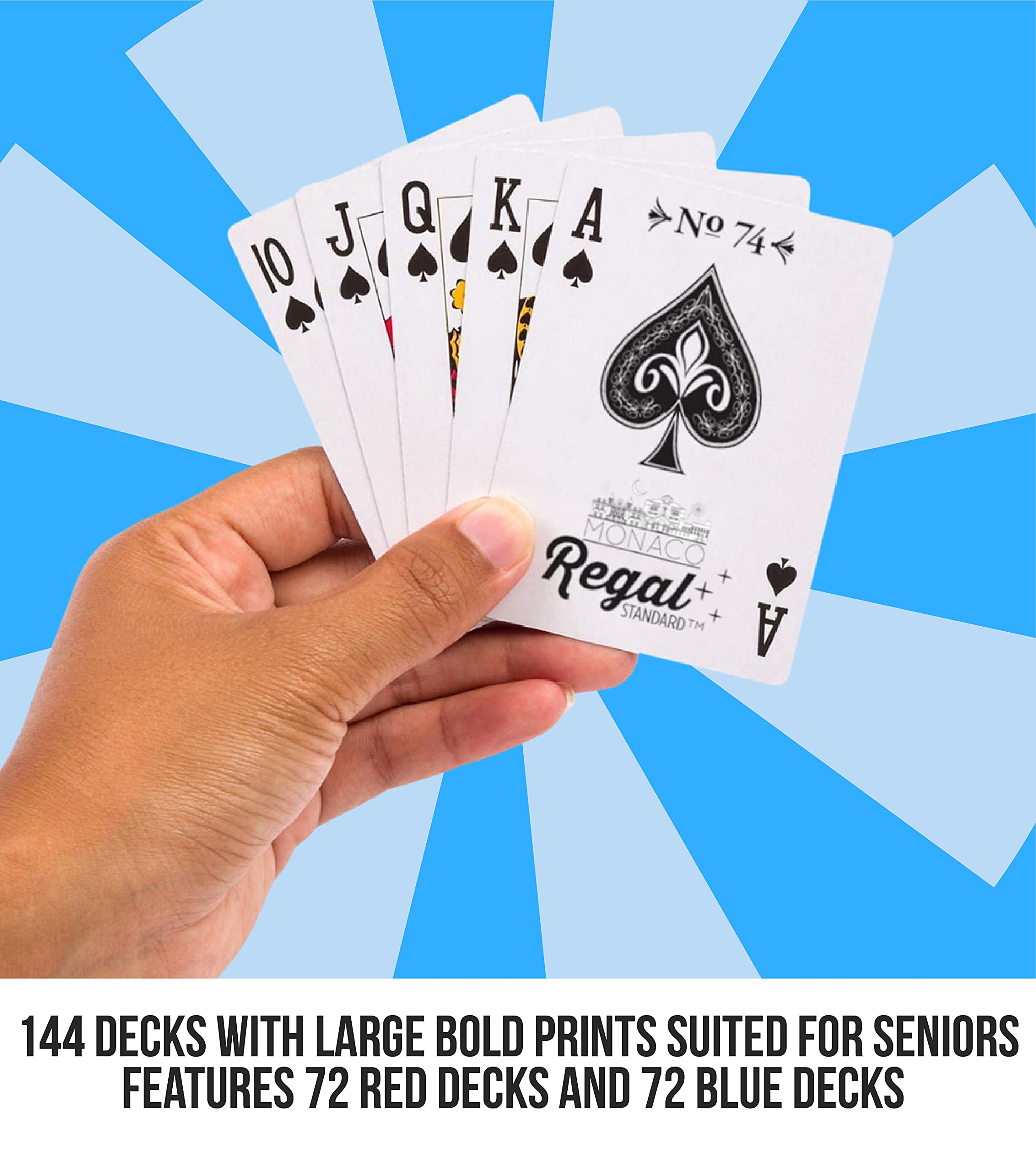 Regal Games - 144 Pack Bulk Playing Cards Set for Adults & Professionals - Standard Decks with Large Print - Perfect for Blackjack, Euchre, Canasta & Poker - Ideal for Game Nights, Travel & Casino Parties (144 Decks)