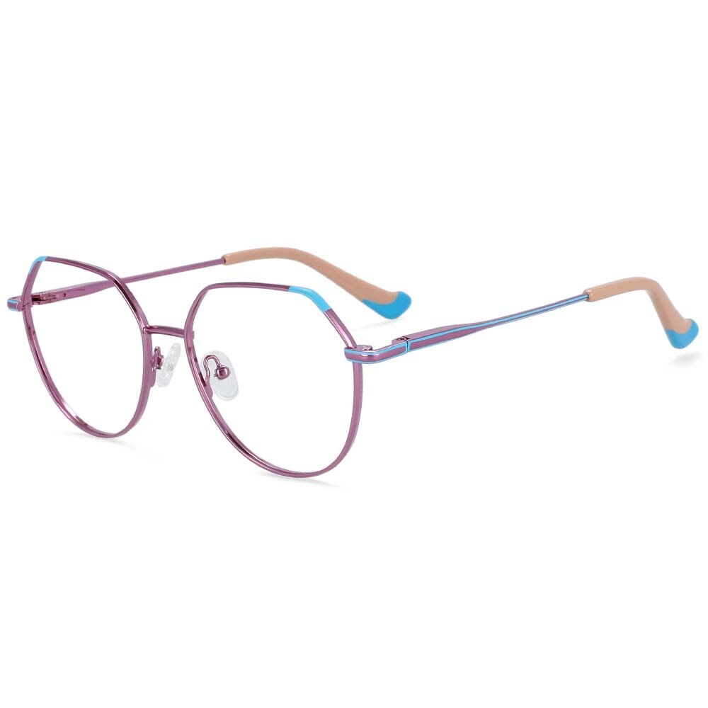 CCspace Unisex Full Rim Polygonal Round Alloy Frame Eyeglasses 54316 - Stylish Lightweight Glasses for Men & Women - Perfect for Reading, Work, and Everyday Fashion
