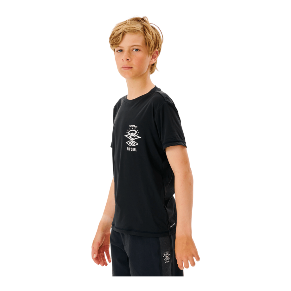 Rip Curl Icons Surflite Short Sleeve UV Rashguard for Boys (8-16 Years) - Sun Protection Swim Shirt for Surfing, Swimming & Beach Activities