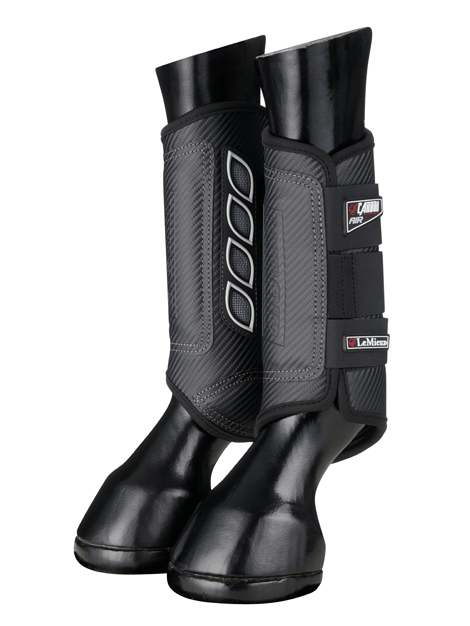 LeMieux Carbon Air XC Boots for Horses - Black Hind Leg Protection - Lightweight & Breathable for Jumping & Cross-Country Riding