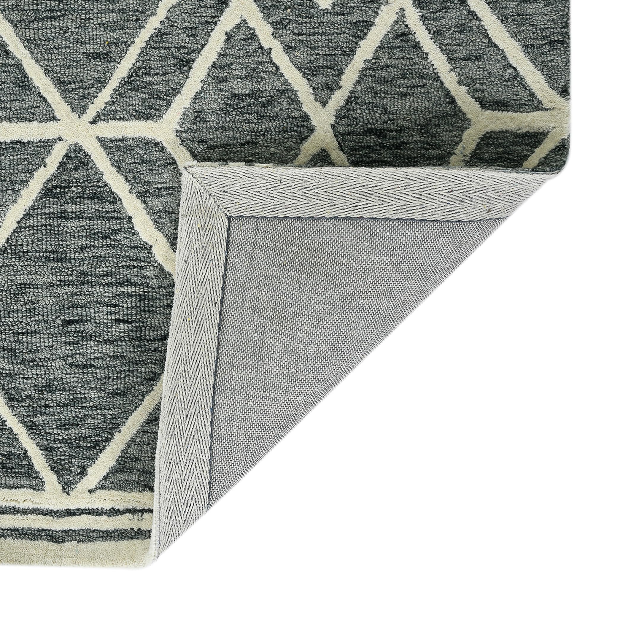 AMER Rugs Vista Duncan Collection 8x10 Hand-Hooked 100% Wool Area Rug - Geometric Grey Pattern for Living Room, Bedroom & Kitchen | Durable Floor Covering for Home Decor & High Traffic Areas