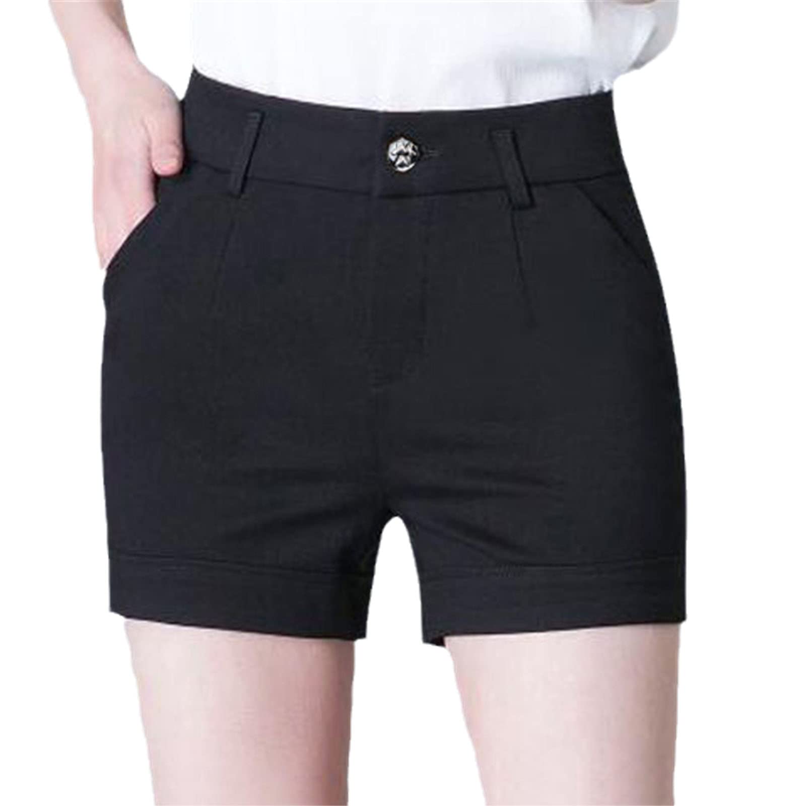 Women's High Waisted Summer Shorts - Casual Slim Fit Straight Shorts for Women - Comfortable Plus Size Shorts for Beach, Travel & Everyday Wear
